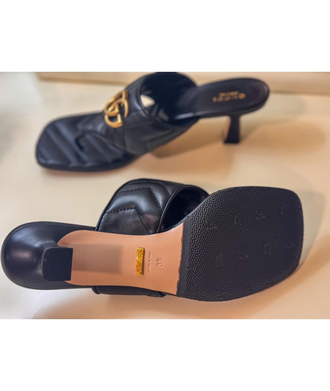 GUCCI Черные кожаные мюли, фото 3