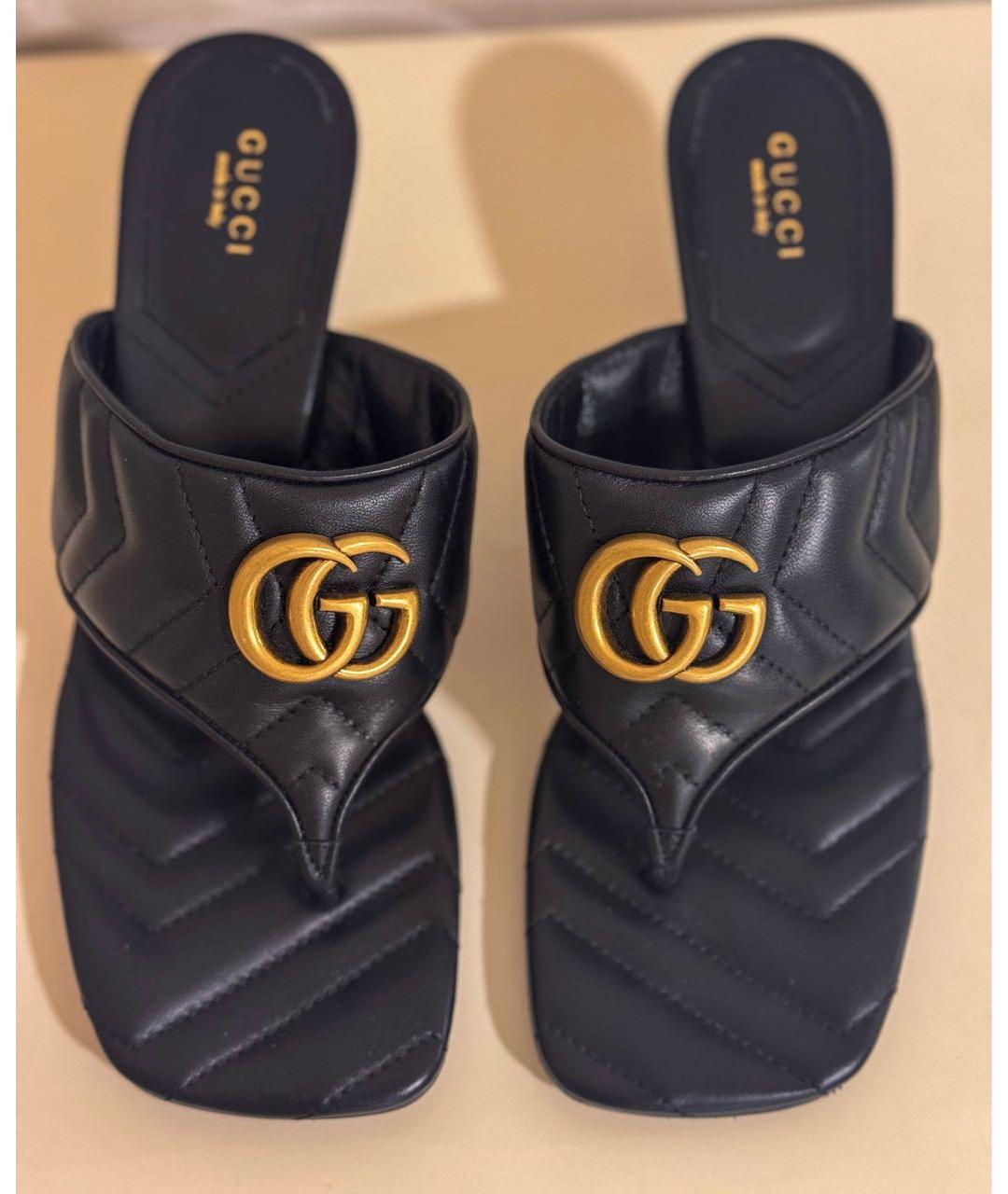 GUCCI Черные кожаные мюли, фото 2