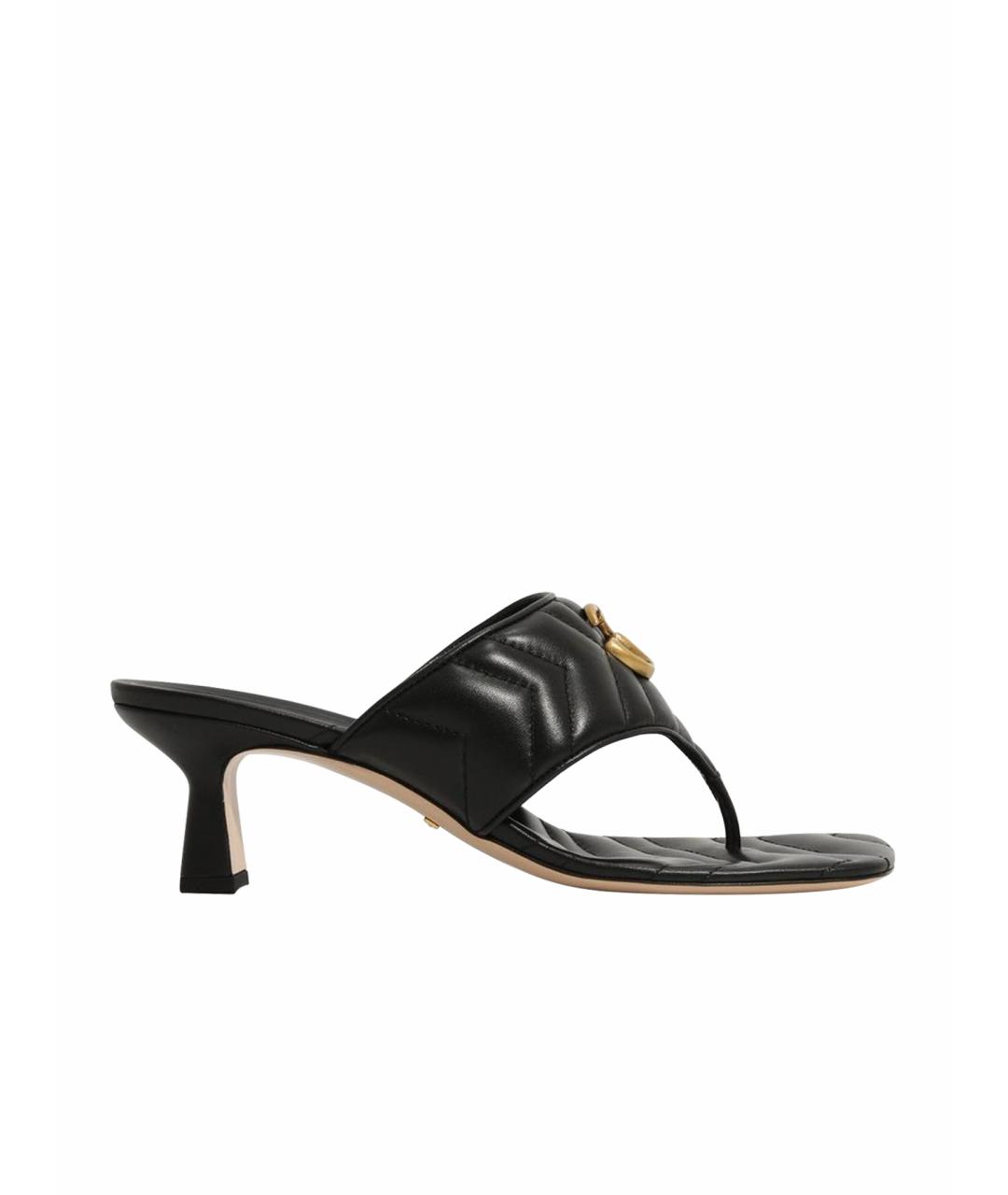 GUCCI Черные кожаные мюли, фото 1