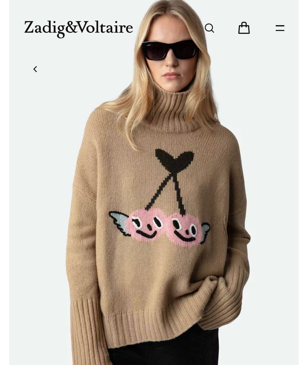 ZADIG & VOLTAIRE Коричневый шерстяной джемпер / свитер, фото 7