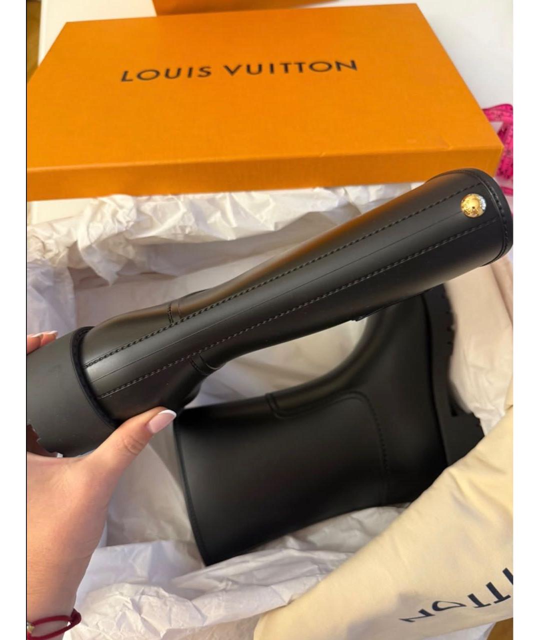 LOUIS VUITTON Черные резиновые полусапоги, фото 3