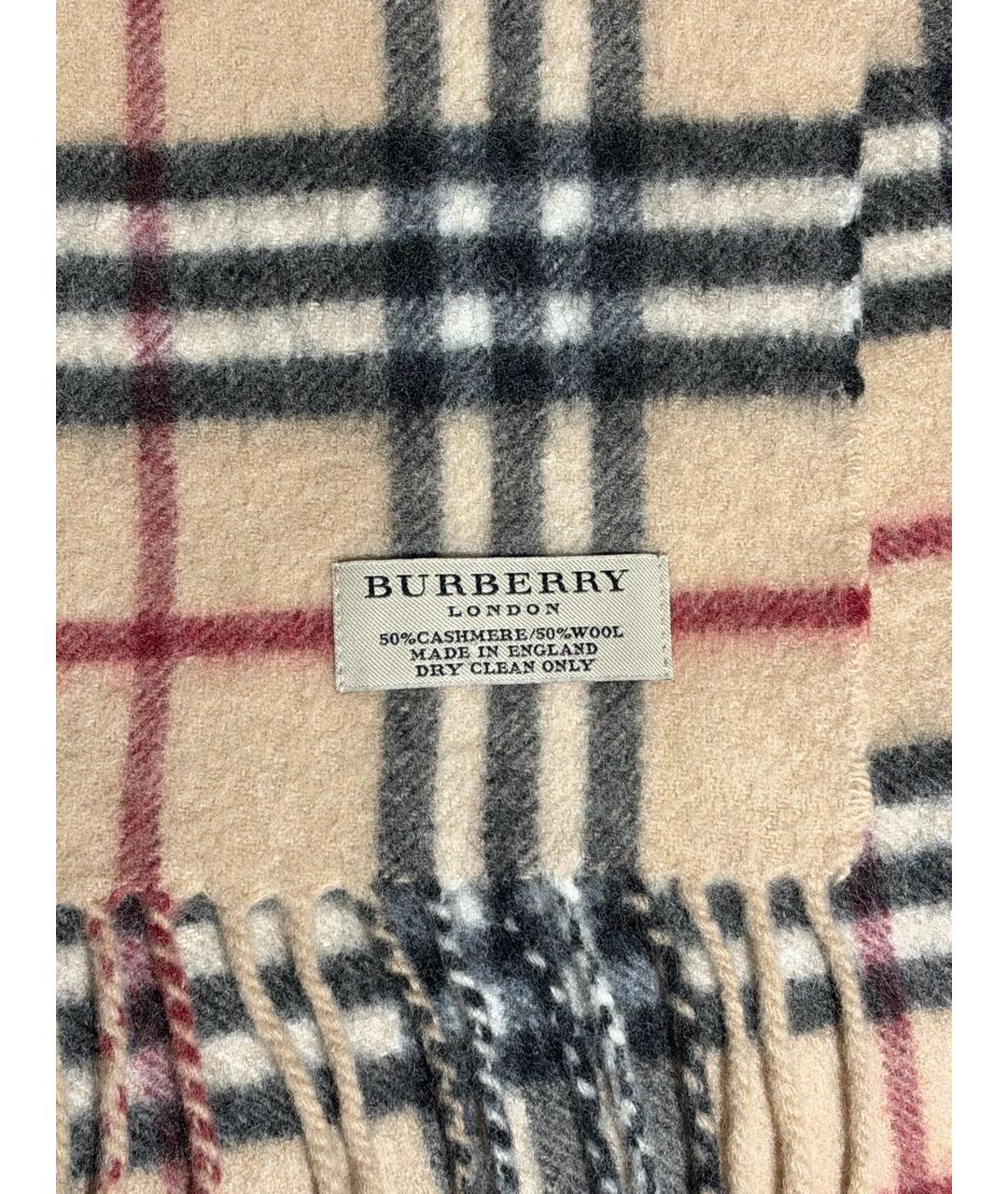BURBERRY Бежевый шерстяной шарф, фото 5