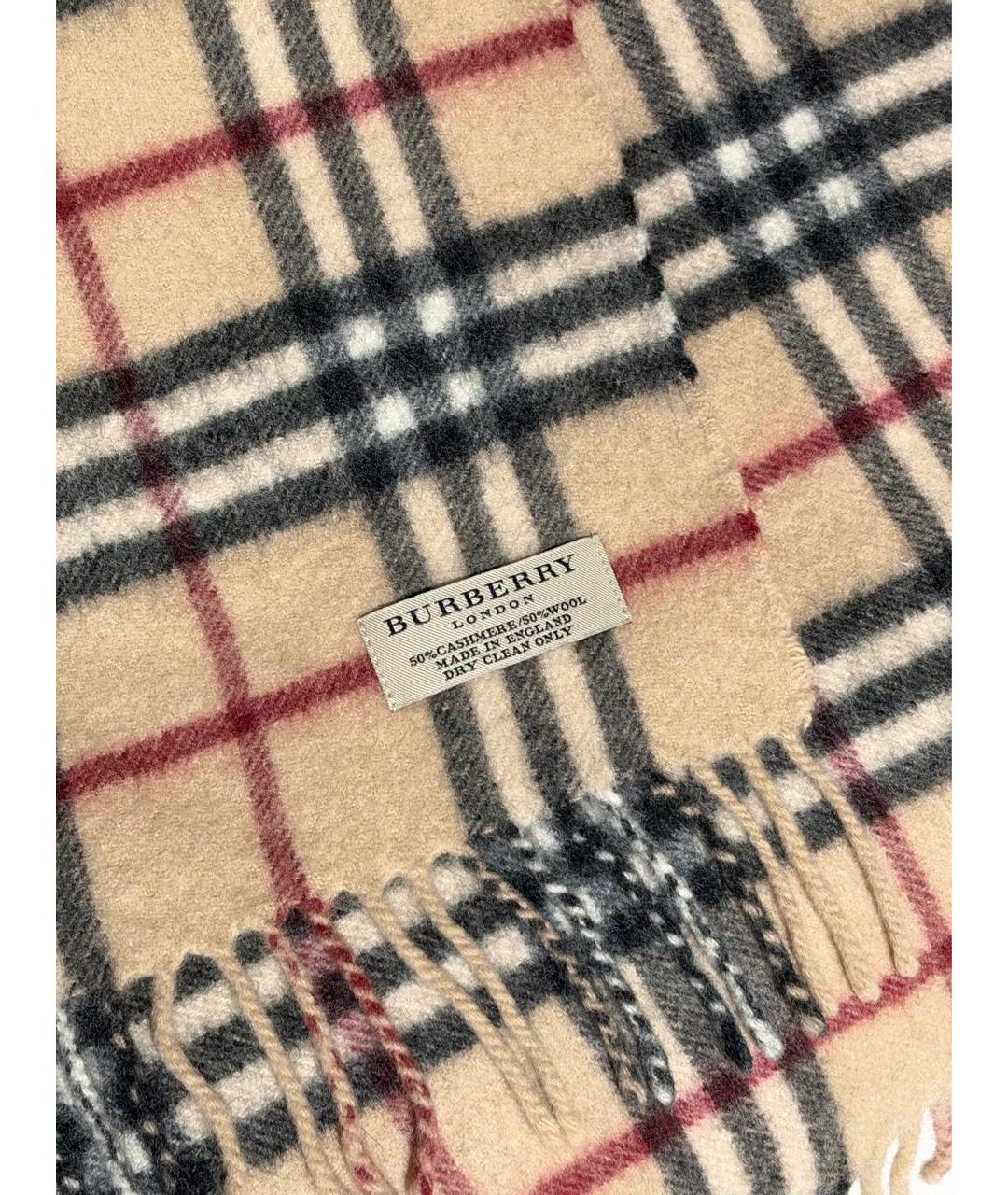 BURBERRY Бежевый шерстяной шарф, фото 4