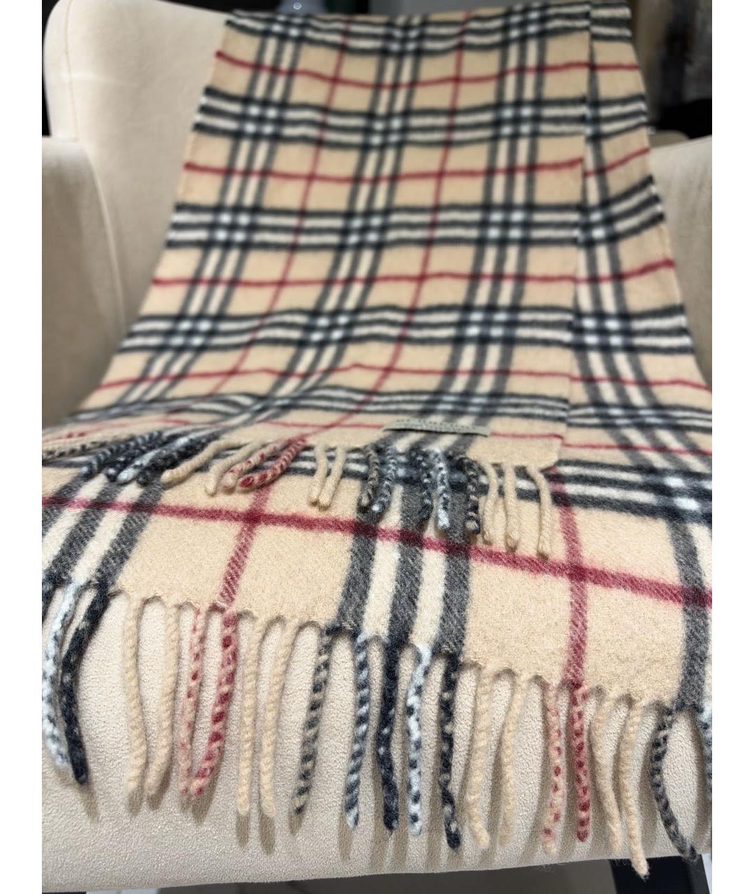 BURBERRY Бежевый шерстяной шарф, фото 6
