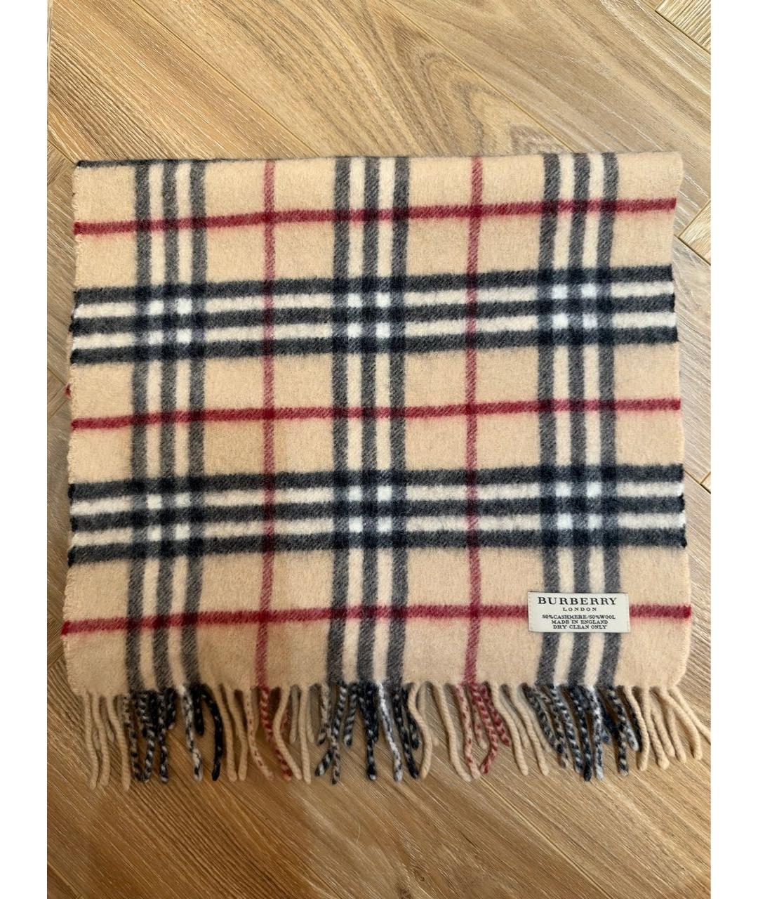 BURBERRY Бежевый шерстяной шарф, фото 7