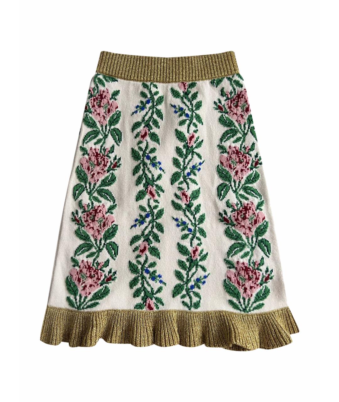 GUCCI Бежевая шерстяная юбка миди, фото 1