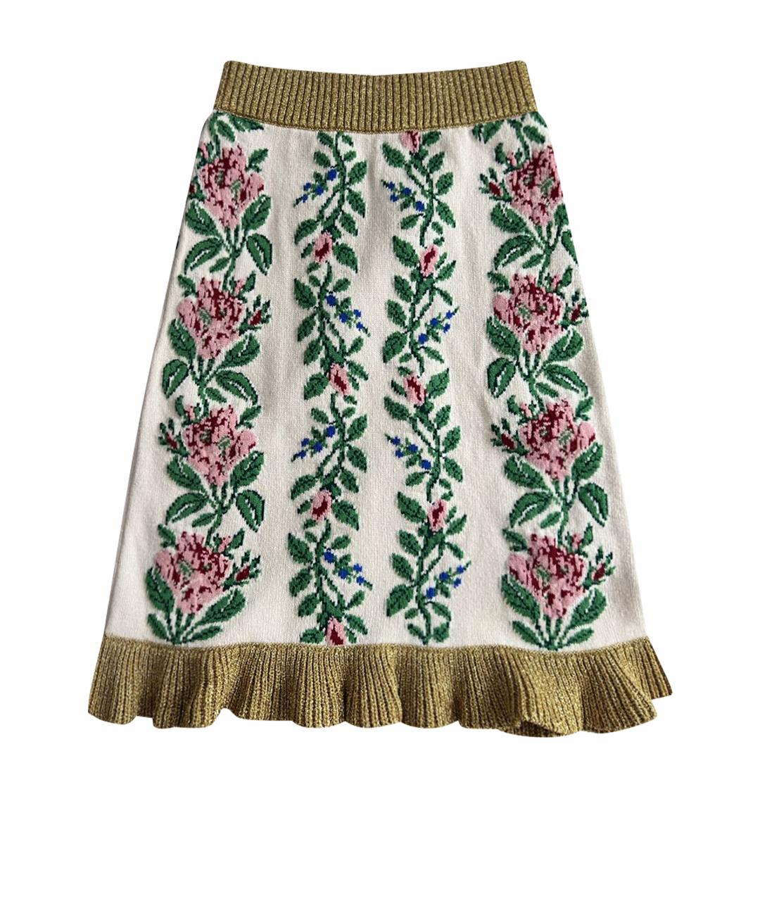 GUCCI Бежевая шерстяная юбка миди, фото 4