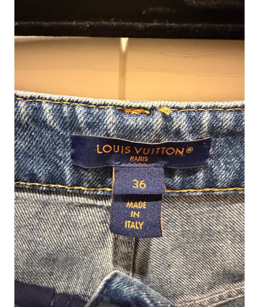 LOUIS VUITTON Синие хлопковые джинсы клеш, фото 5