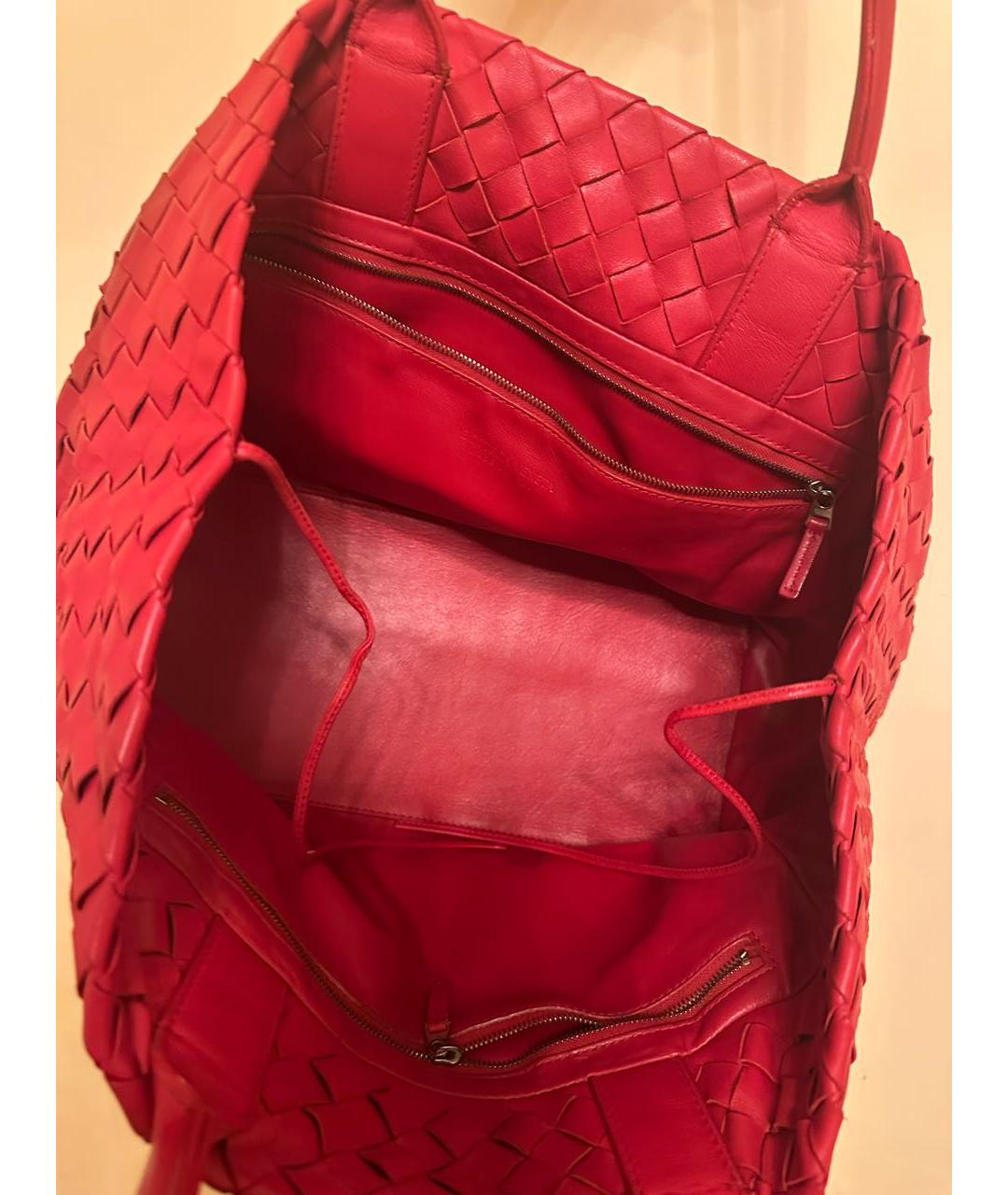 BOTTEGA VENETA Красная кожаная сумка тоут, фото 8