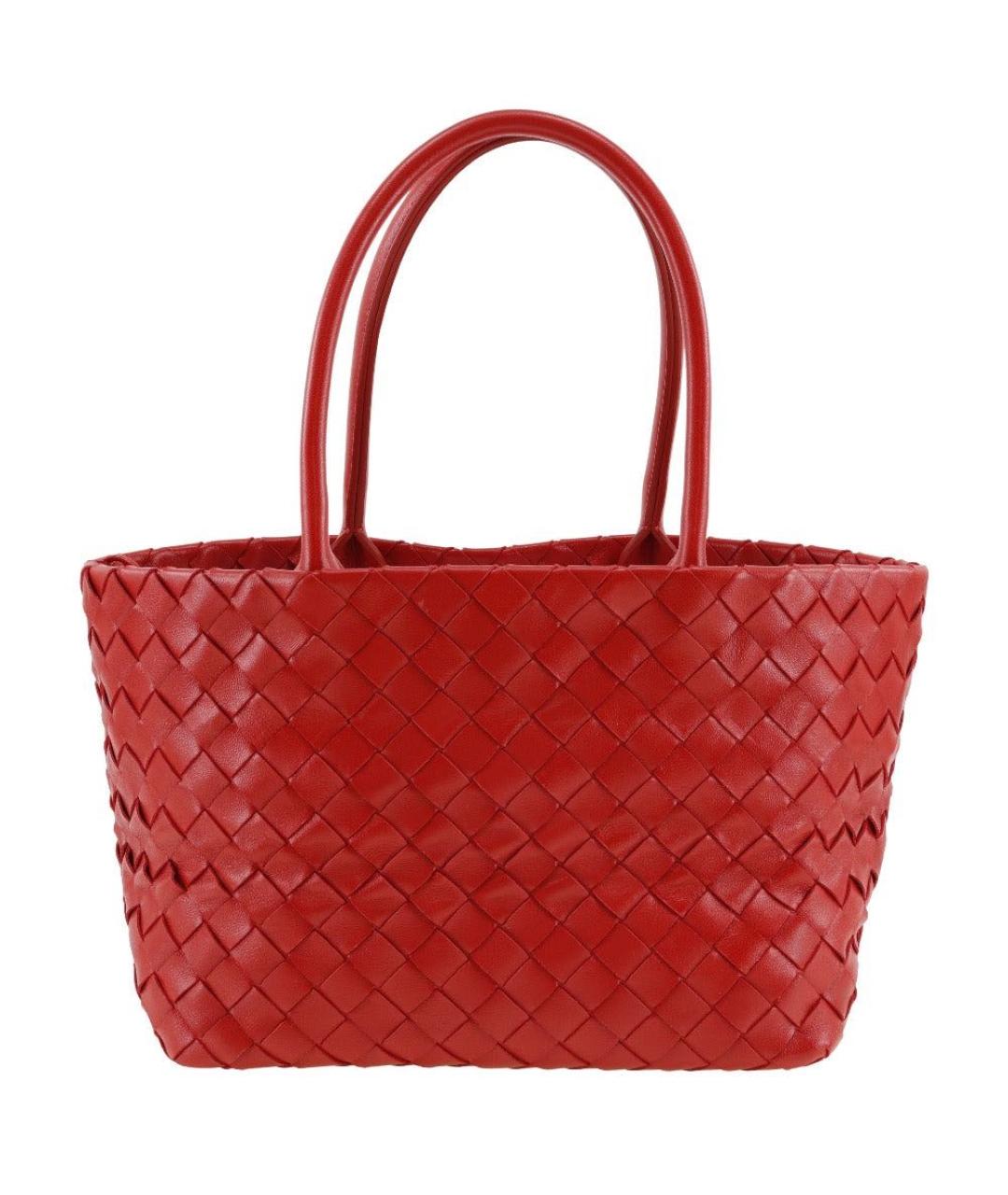BOTTEGA VENETA Красная кожаная сумка тоут, фото 1