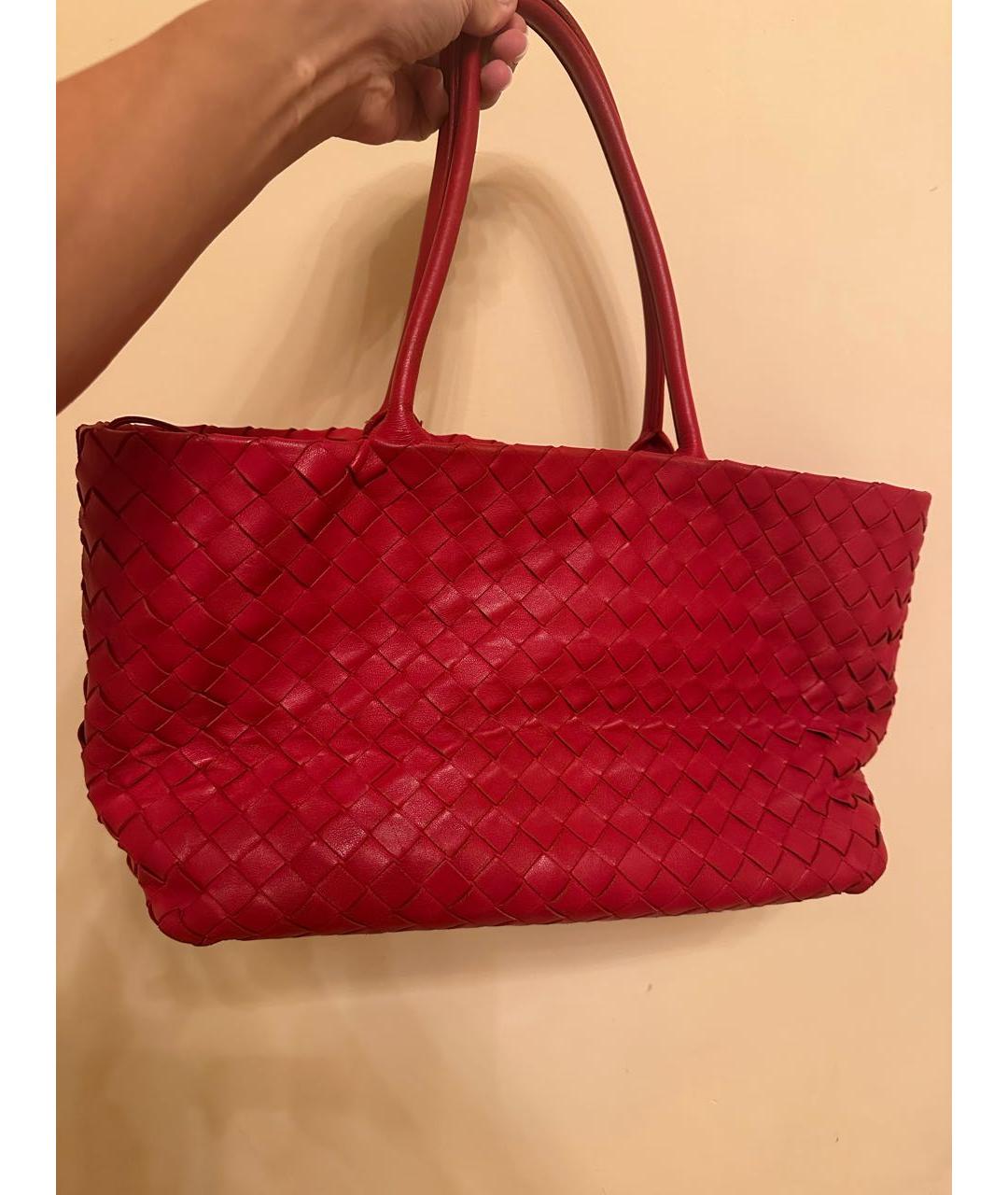 BOTTEGA VENETA Красная кожаная сумка тоут, фото 3
