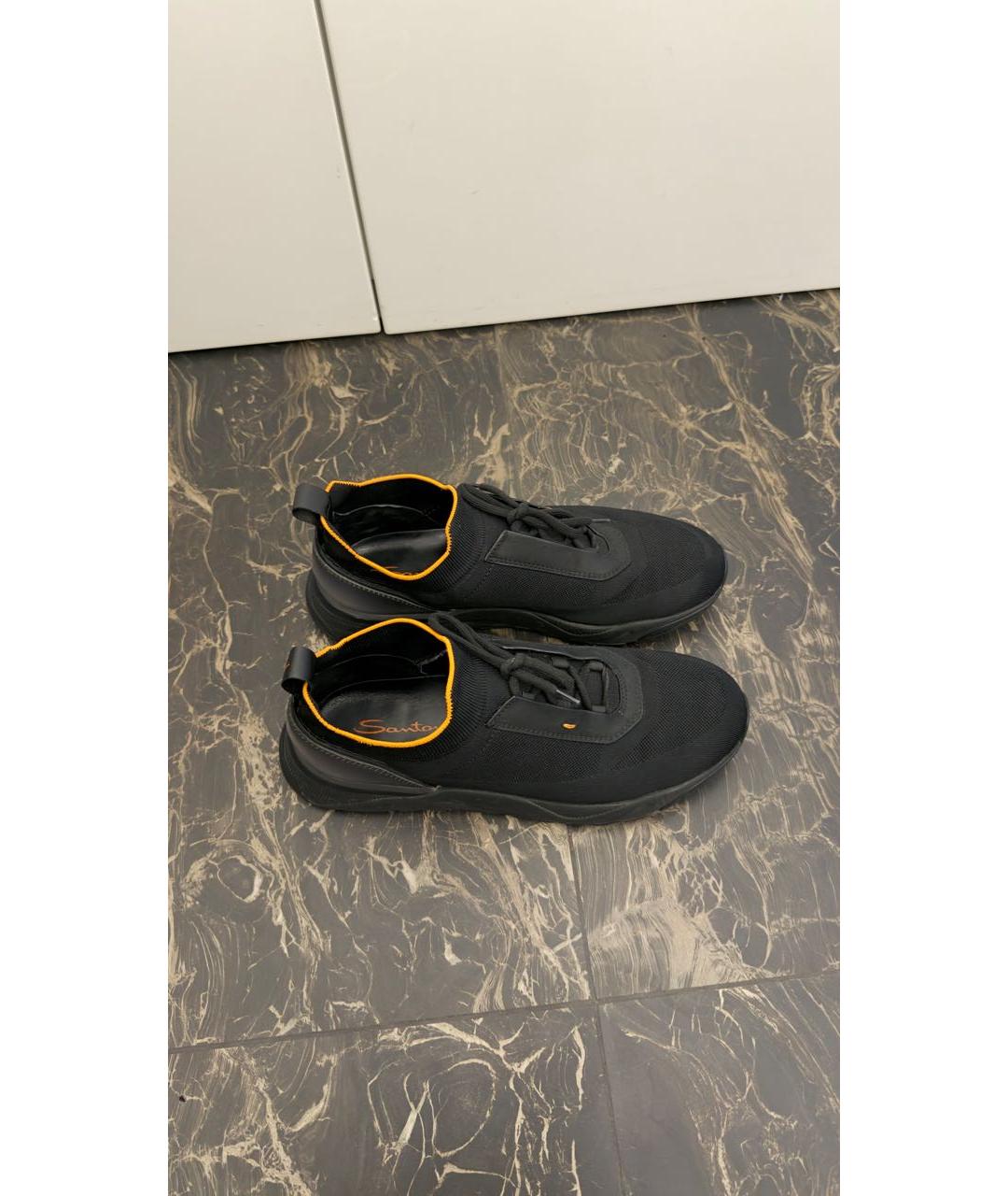 SANTONI Черные текстильные низкие кроссовки / кеды, фото 2