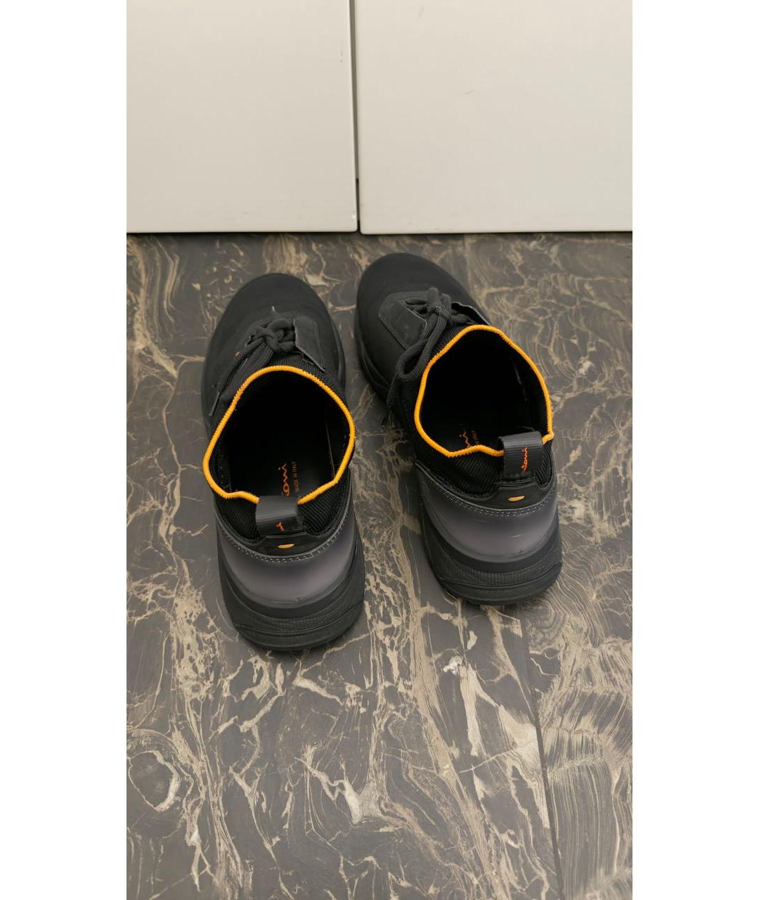 SANTONI Черные текстильные низкие кроссовки / кеды, фото 5