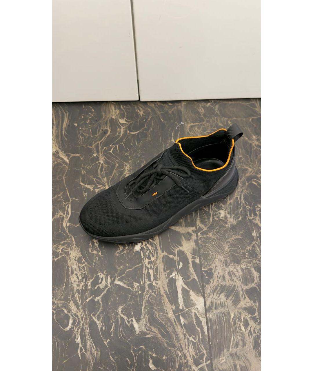 SANTONI Черные текстильные низкие кроссовки / кеды, фото 8