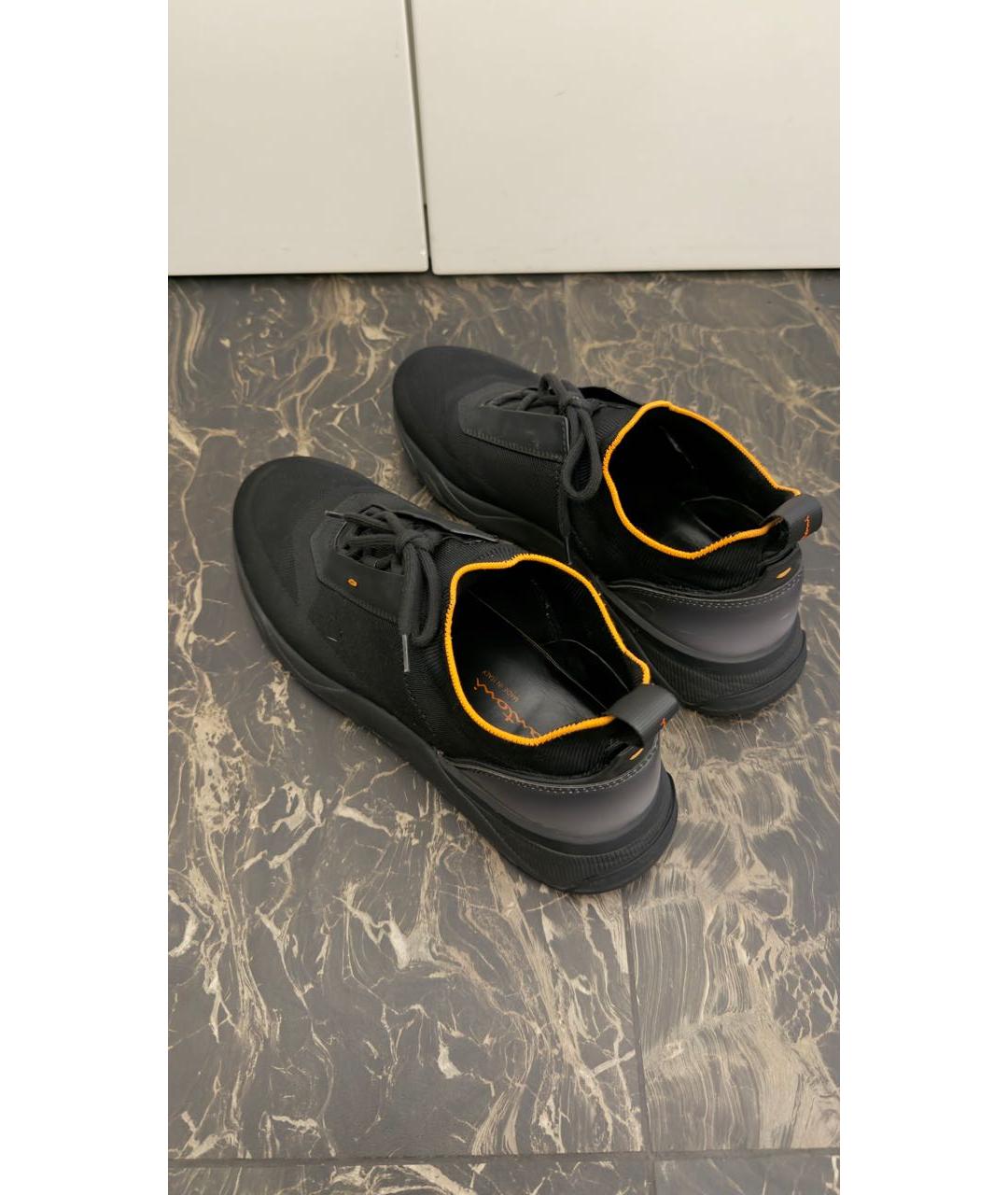 SANTONI Черные текстильные низкие кроссовки / кеды, фото 6