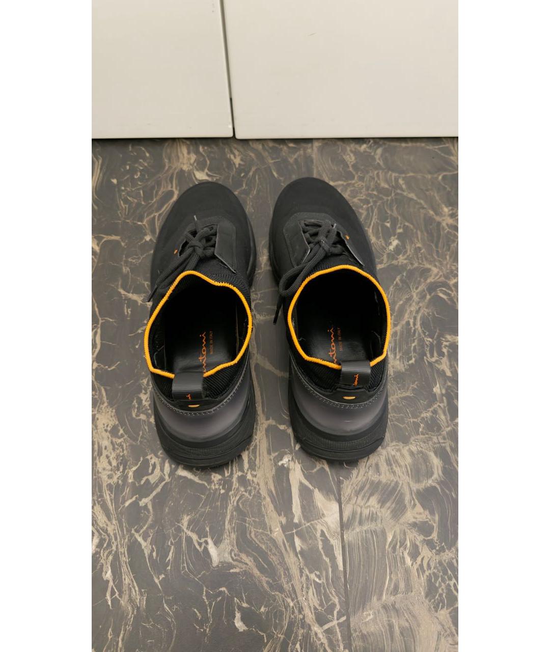 SANTONI Черные текстильные низкие кроссовки / кеды, фото 4