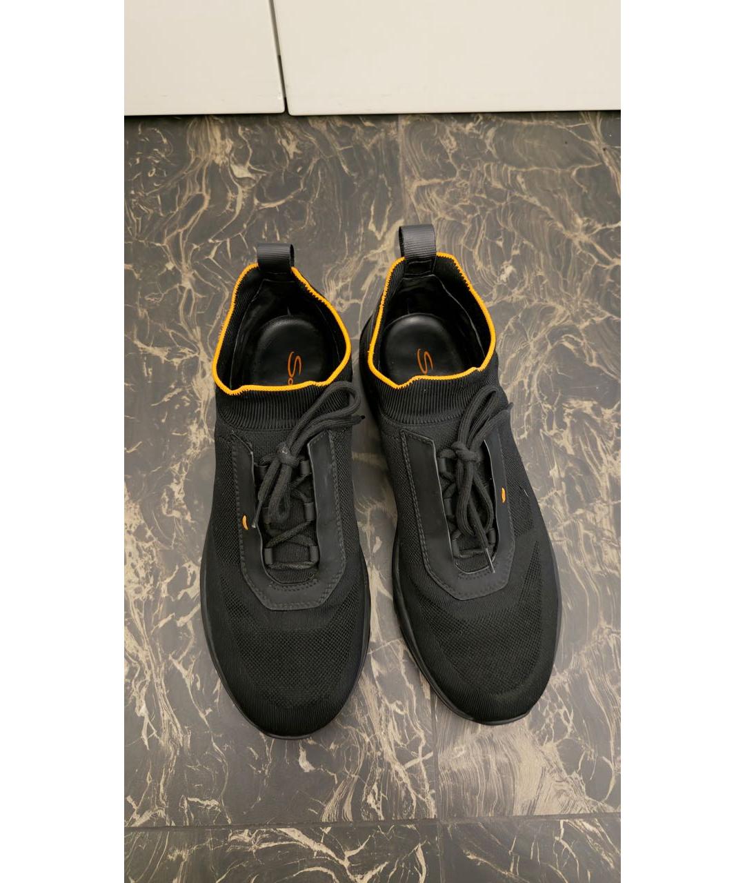 SANTONI Черные текстильные низкие кроссовки / кеды, фото 3