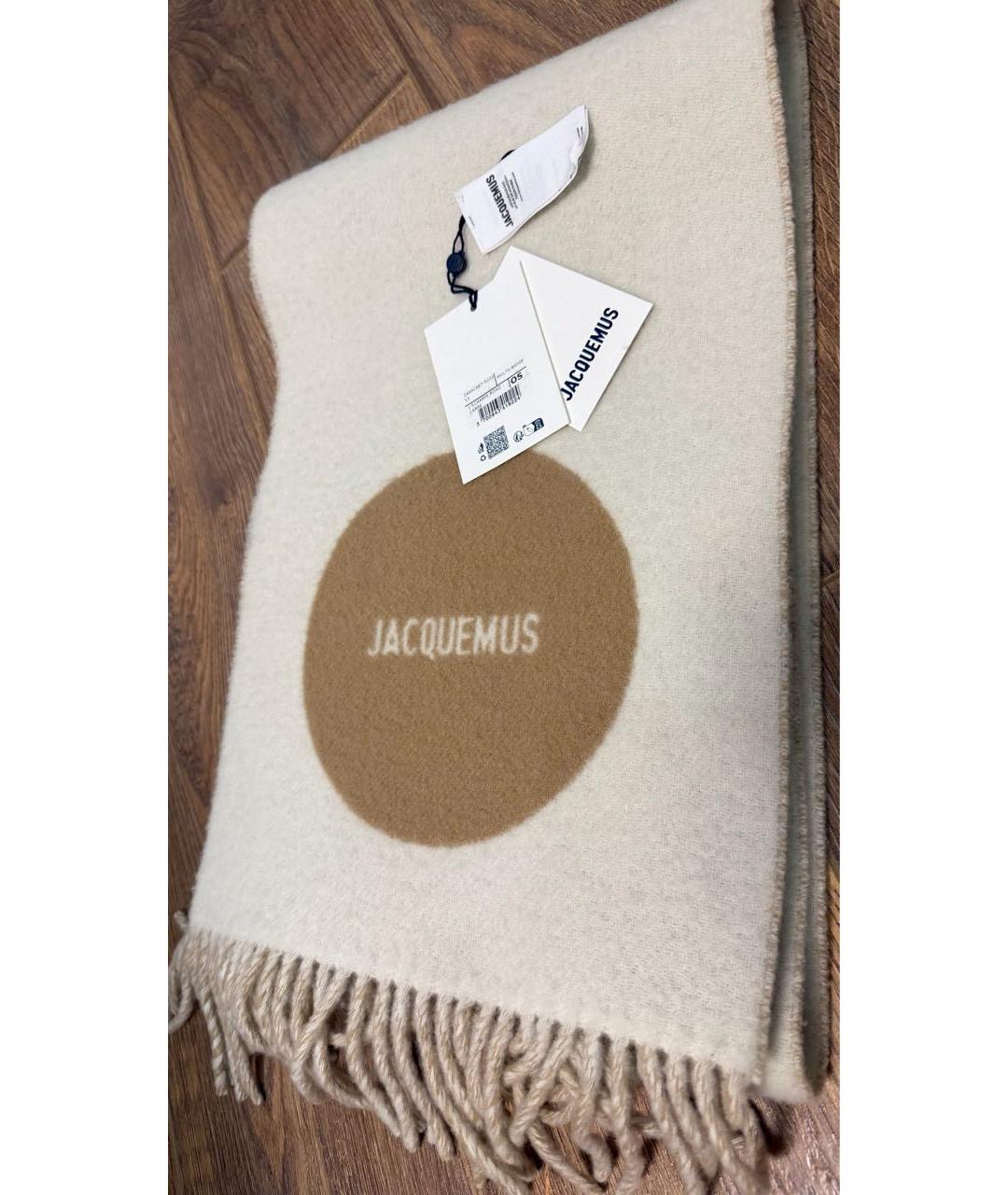 JACQUEMUS Бежевый шерстяной шарф, фото 4