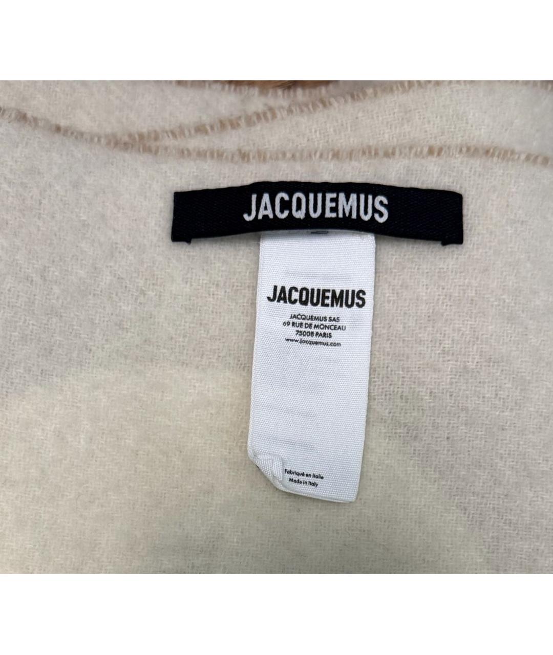 JACQUEMUS Бежевый шерстяной шарф, фото 3