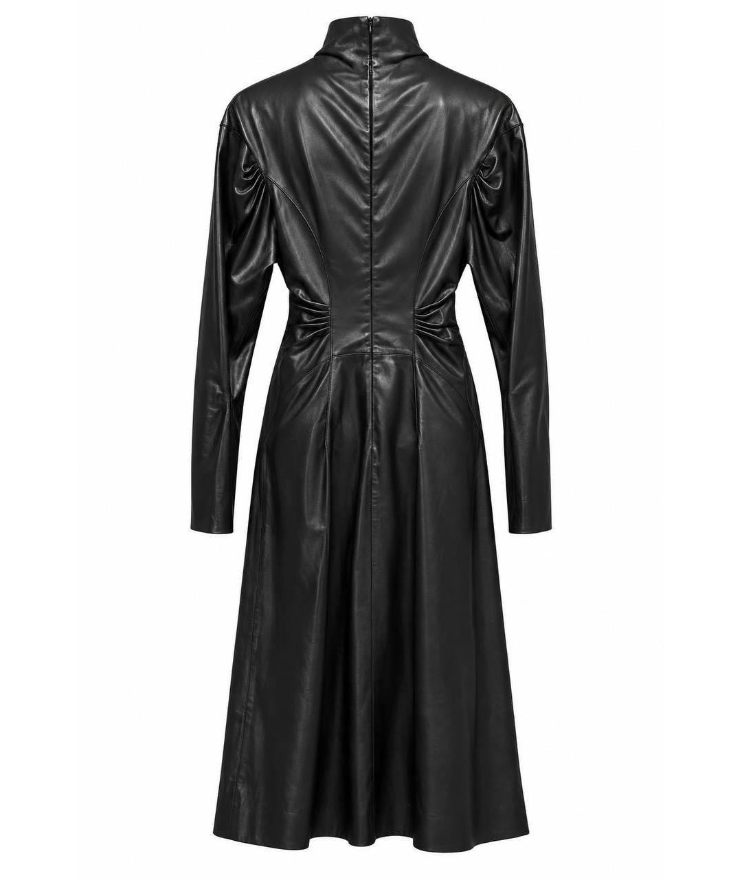 ALBERTA FERRETTI Черное кожаное повседневное платье, фото 2