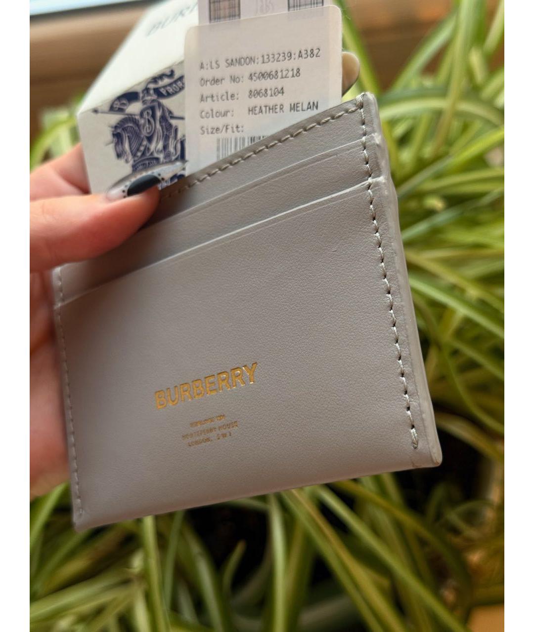 BURBERRY Серый кожаный кардхолдер, фото 2