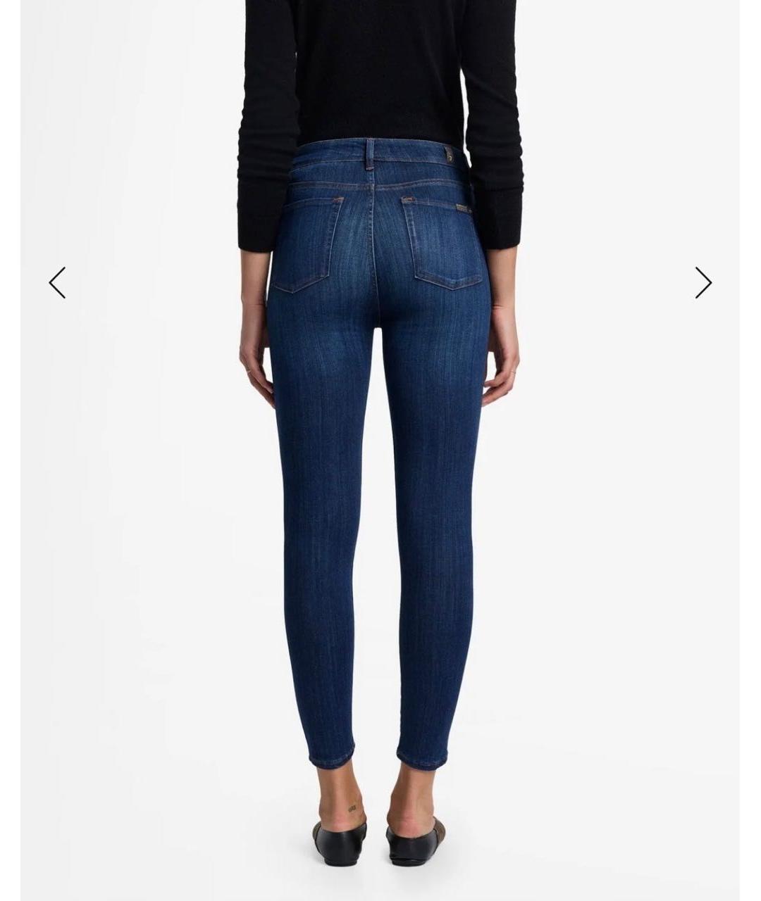 7 FOR ALL MANKIND Темно-синие хлопковые джинсы слим, фото 3
