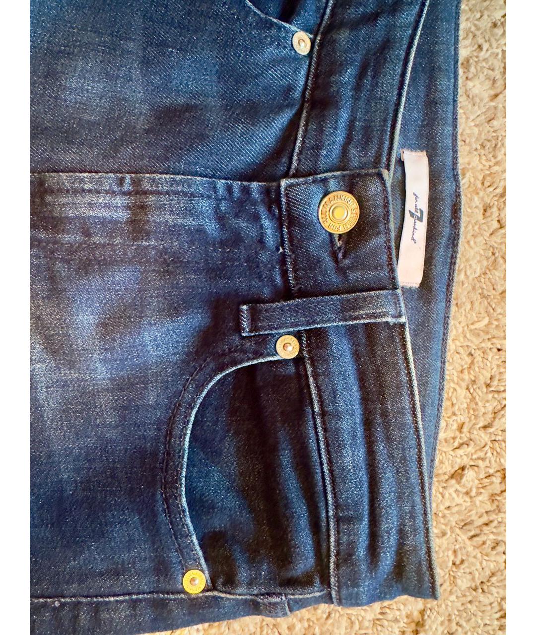 7 FOR ALL MANKIND Темно-синие хлопковые джинсы слим, фото 5