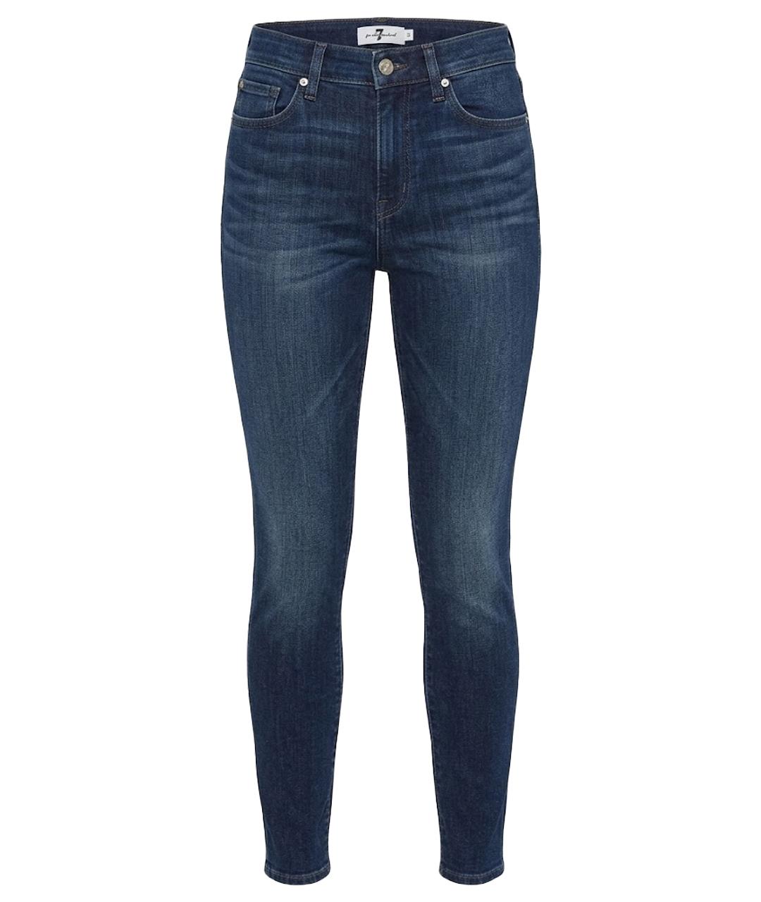 7 FOR ALL MANKIND Темно-синие хлопковые джинсы слим, фото 1