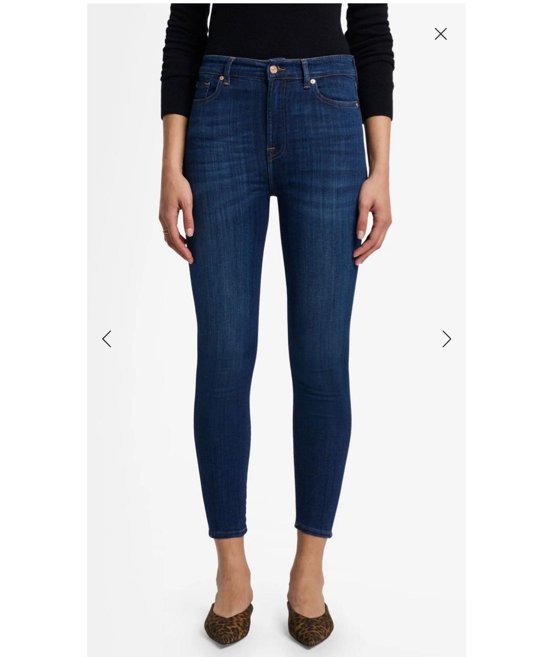 7 FOR ALL MANKIND Темно-синие хлопковые джинсы слим, фото 2
