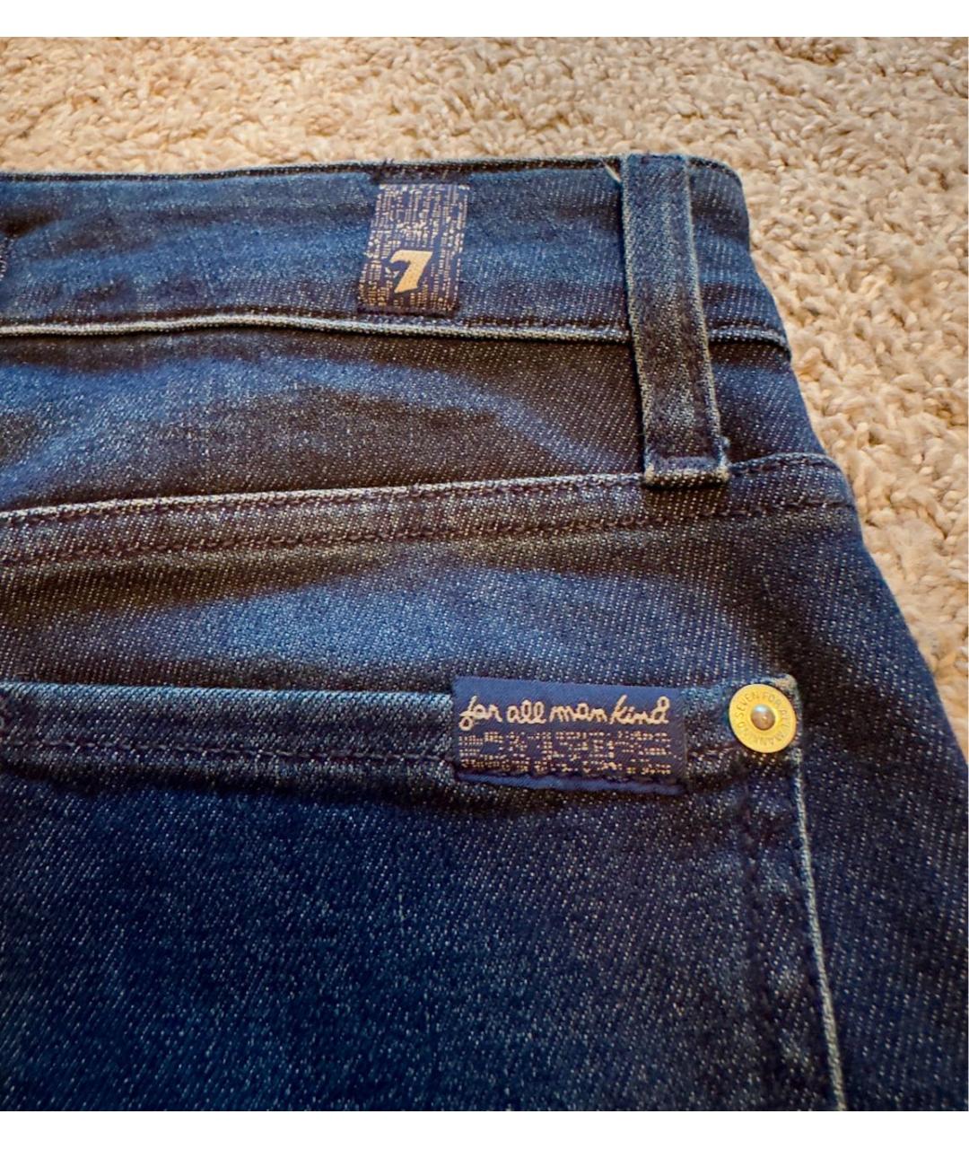 7 FOR ALL MANKIND Темно-синие хлопковые джинсы слим, фото 6