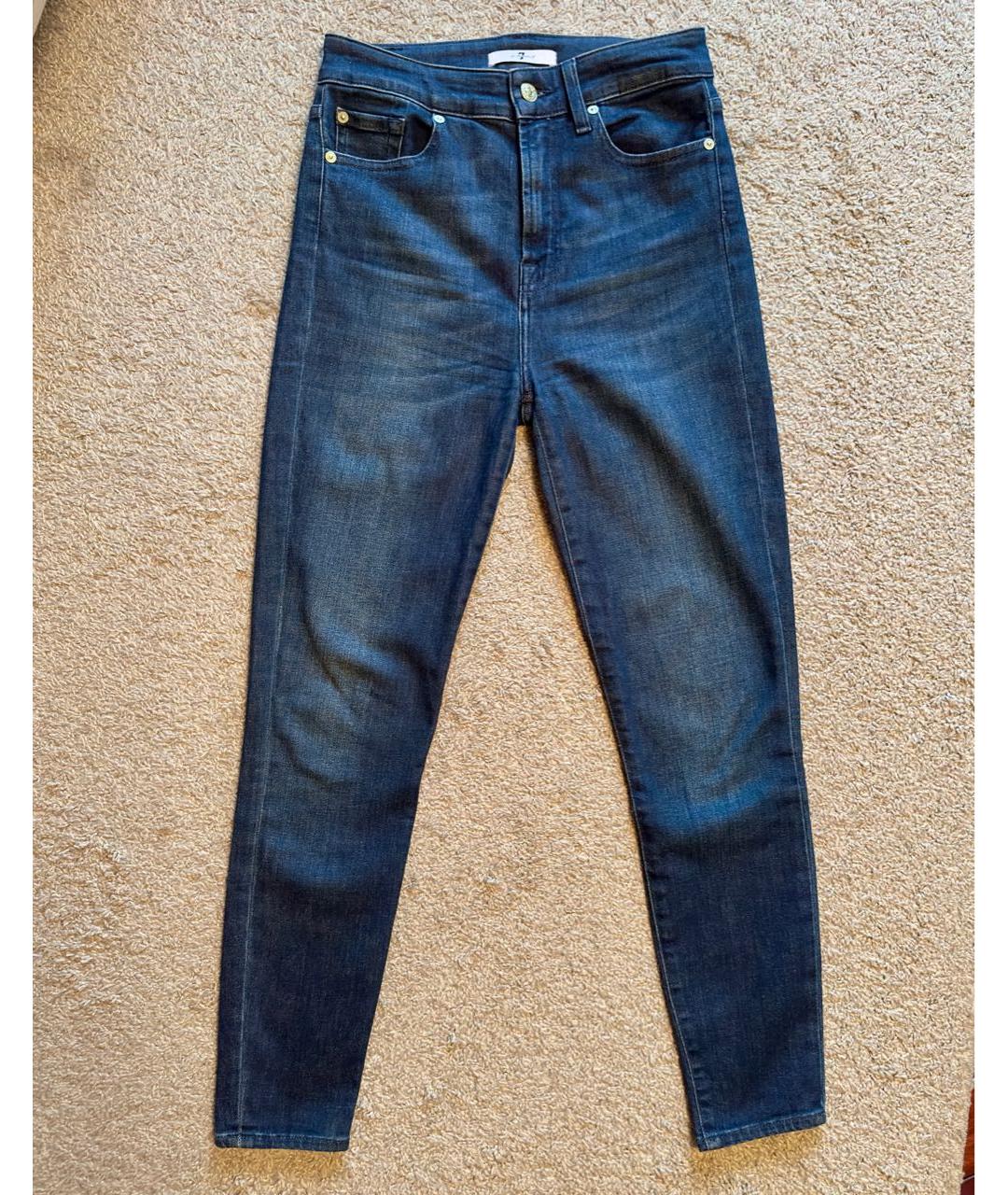 7 FOR ALL MANKIND Темно-синие хлопковые джинсы слим, фото 8