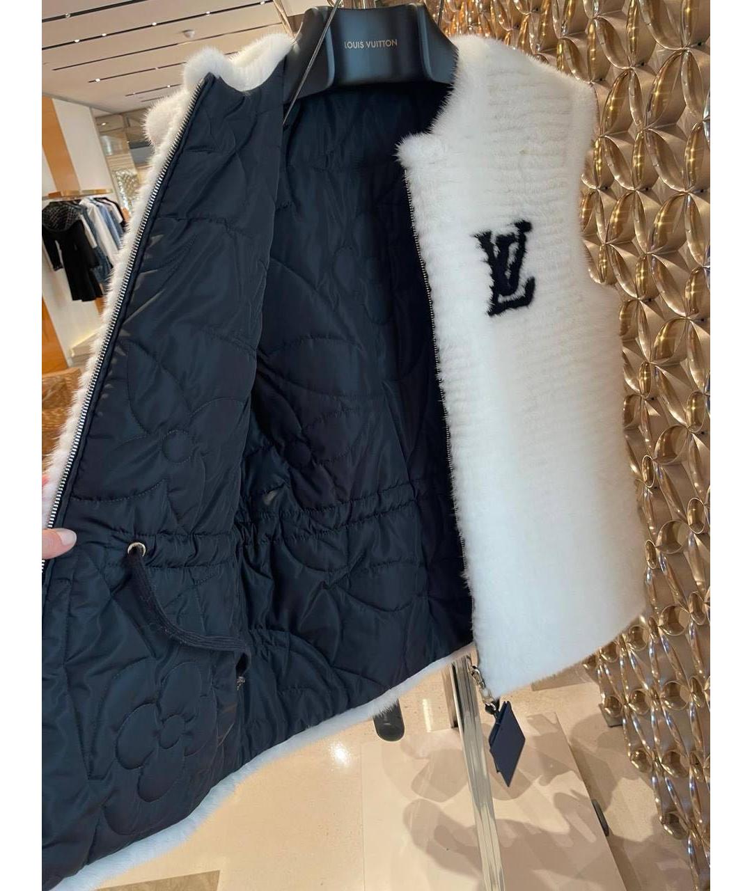 LOUIS VUITTON Белый меховой жилет, фото 2
