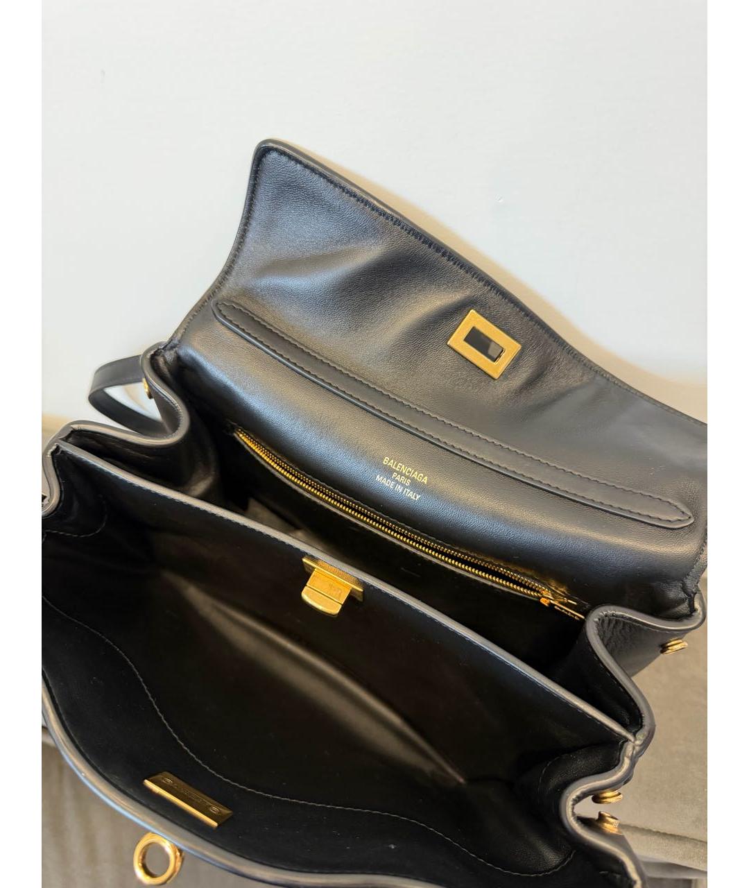 BALENCIAGA Черная кожаная сумка тоут, фото 3