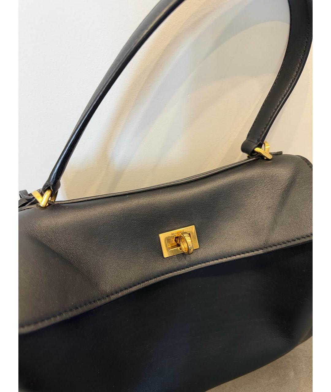 BALENCIAGA Черная кожаная сумка тоут, фото 5