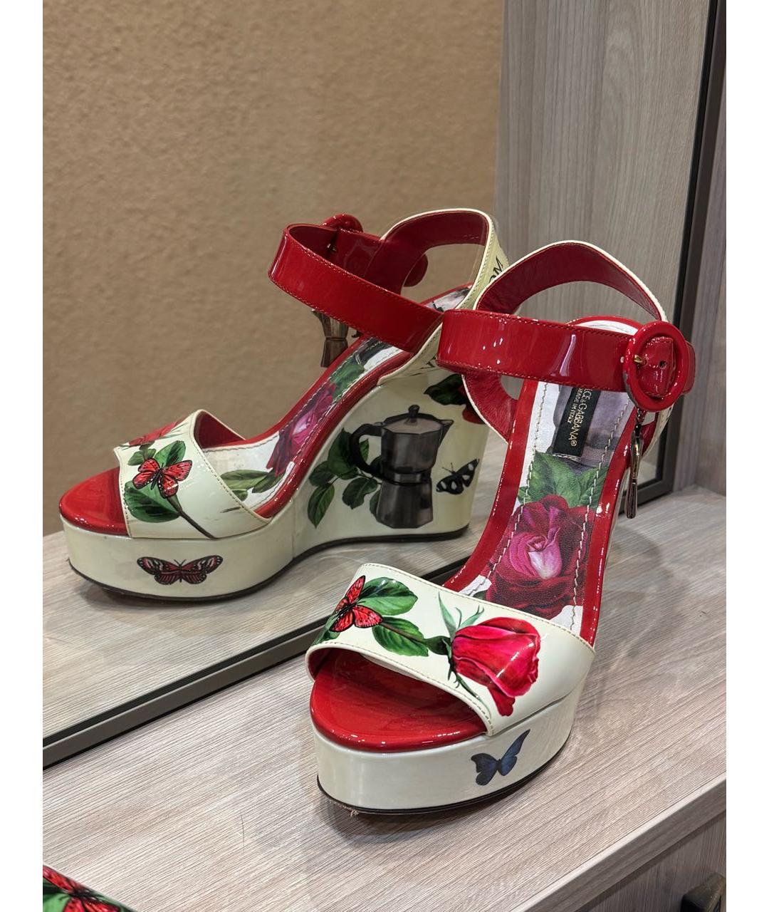 DOLCE&GABBANA Мульти босоножки из лакированной кожи, фото 5