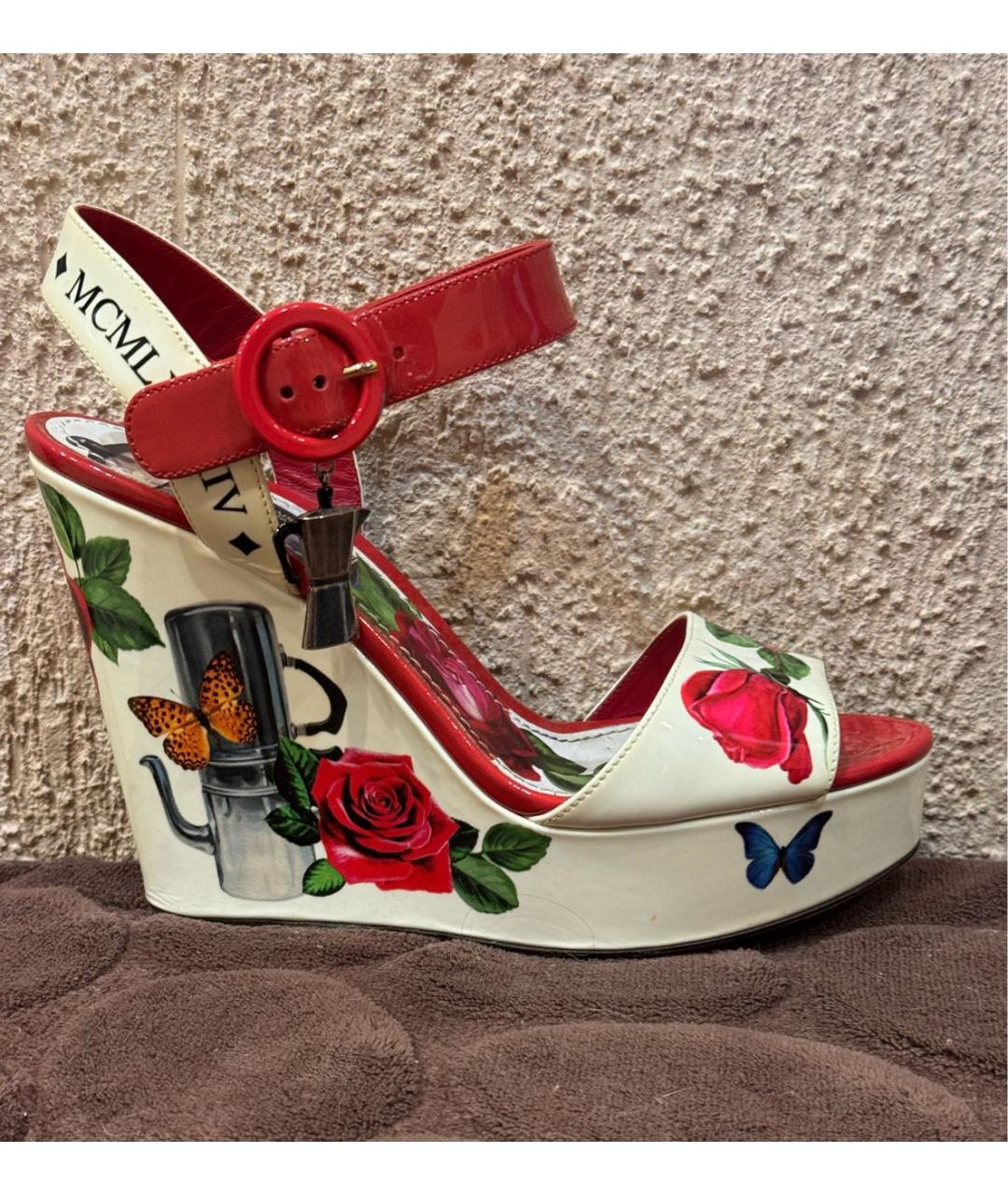 DOLCE&GABBANA Мульти босоножки из лакированной кожи, фото 9