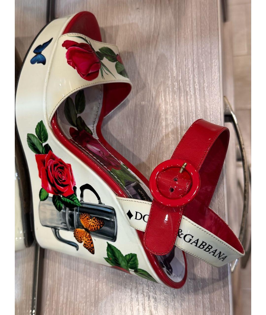 DOLCE&GABBANA Мульти босоножки из лакированной кожи, фото 7