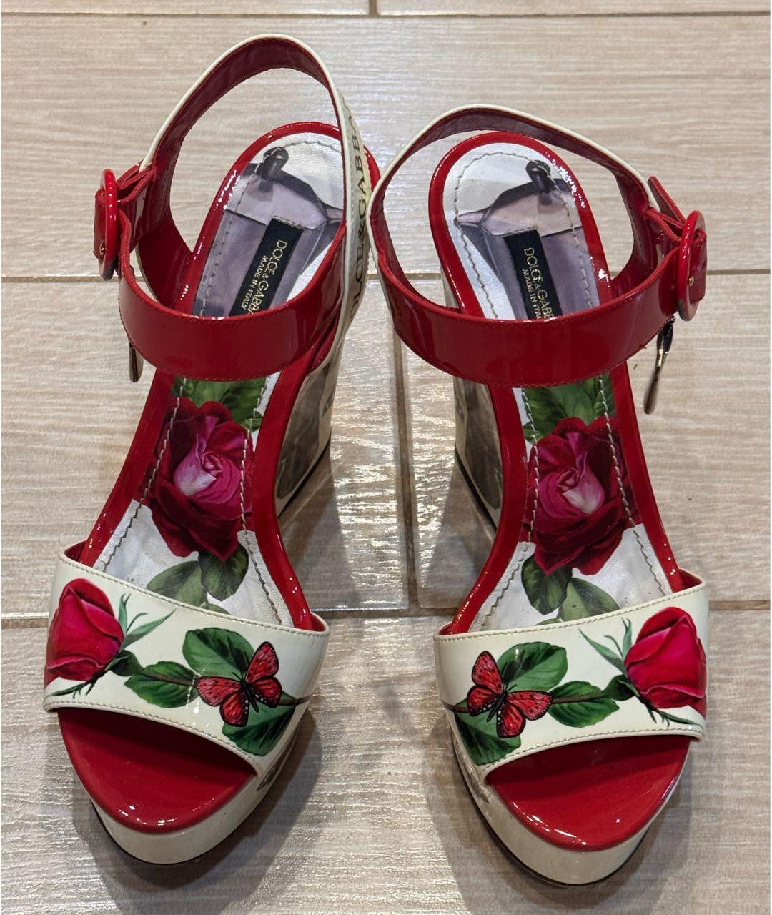 DOLCE&GABBANA Мульти босоножки из лакированной кожи, фото 3