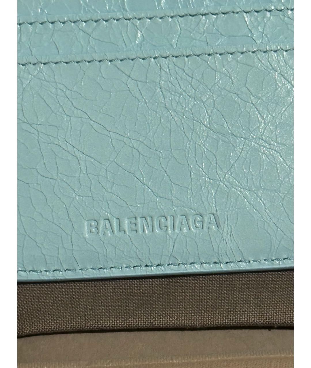 BALENCIAGA Голубой кожаный кардхолдер, фото 3