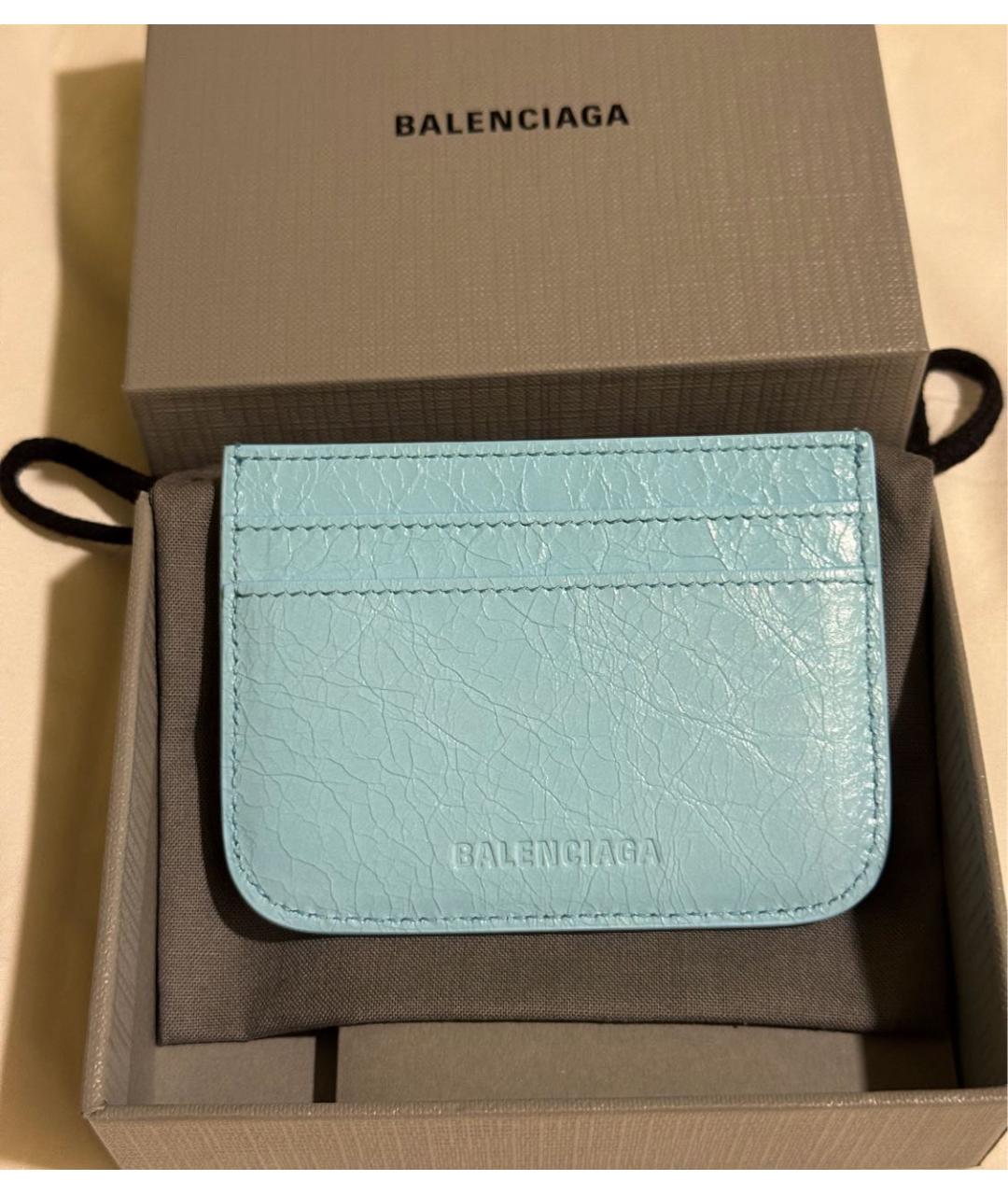 BALENCIAGA Голубой кожаный кардхолдер, фото 4