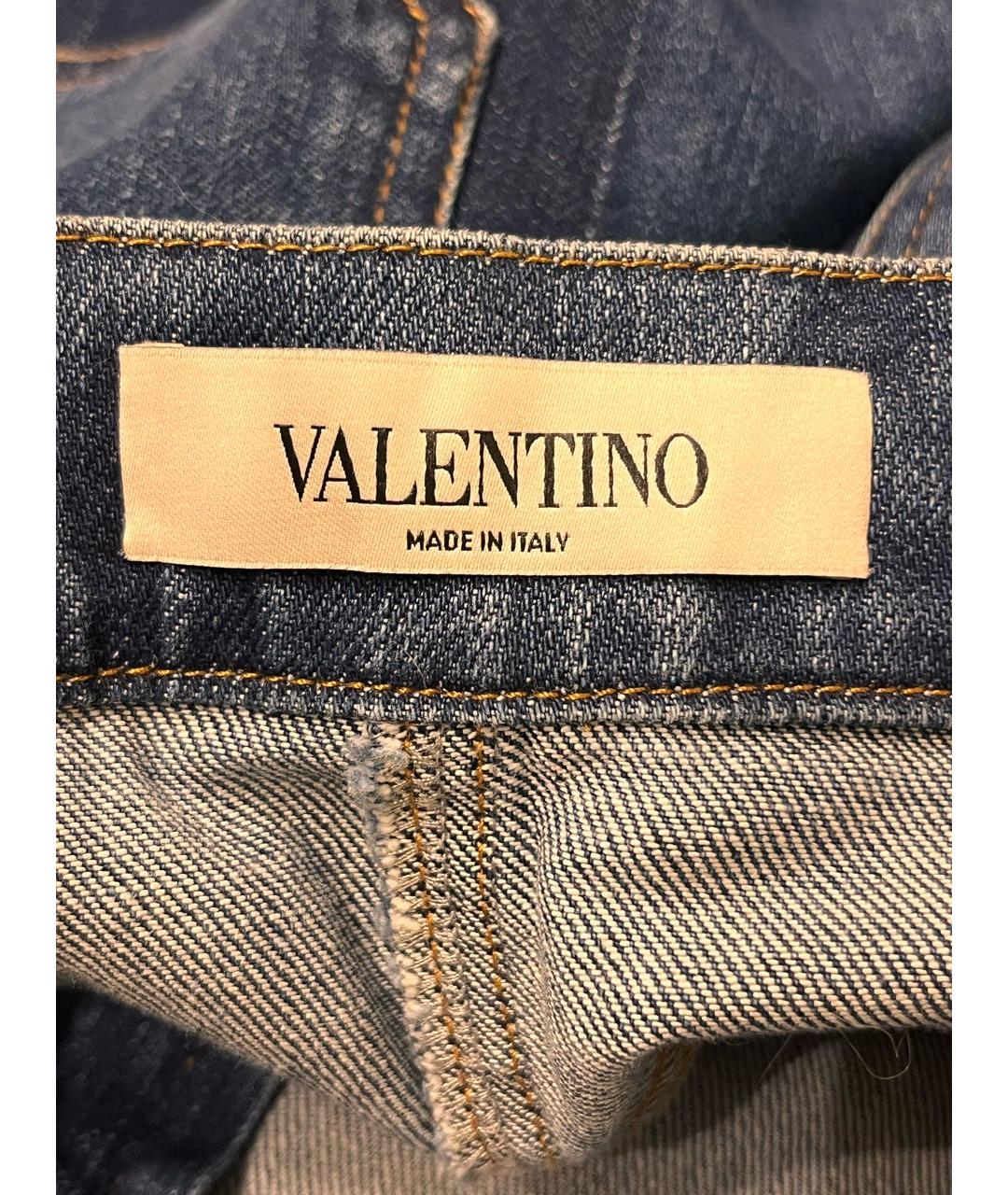 VALENTINO Синие хлопко-эластановые прямые джинсы, фото 3