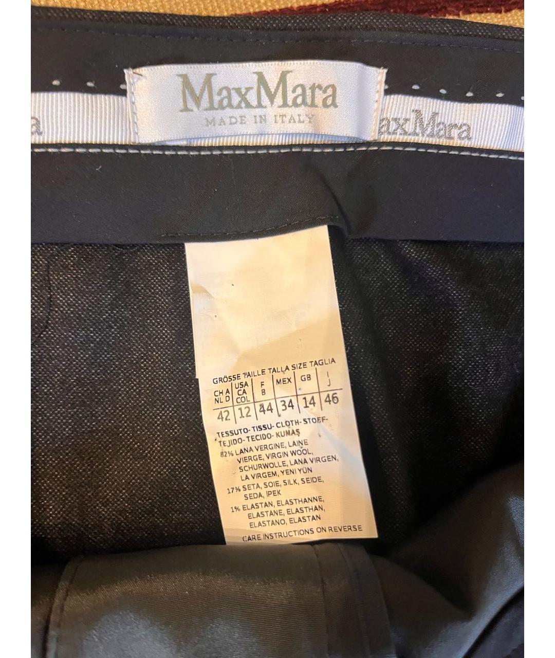 MAX MARA Серые шерстяные прямые брюки, фото 3