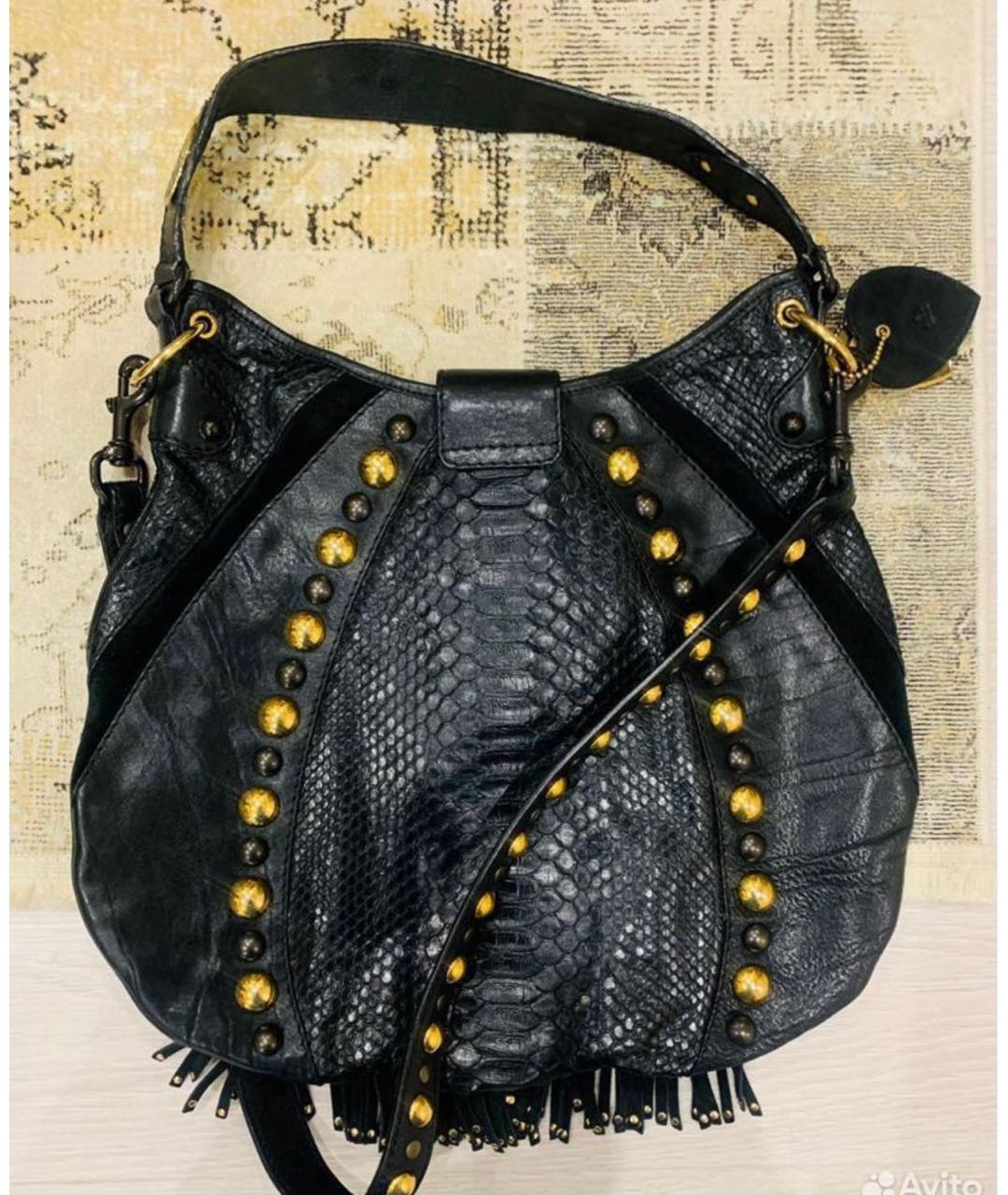 GUCCI Черная сумка через плечо из кожи питона, фото 3