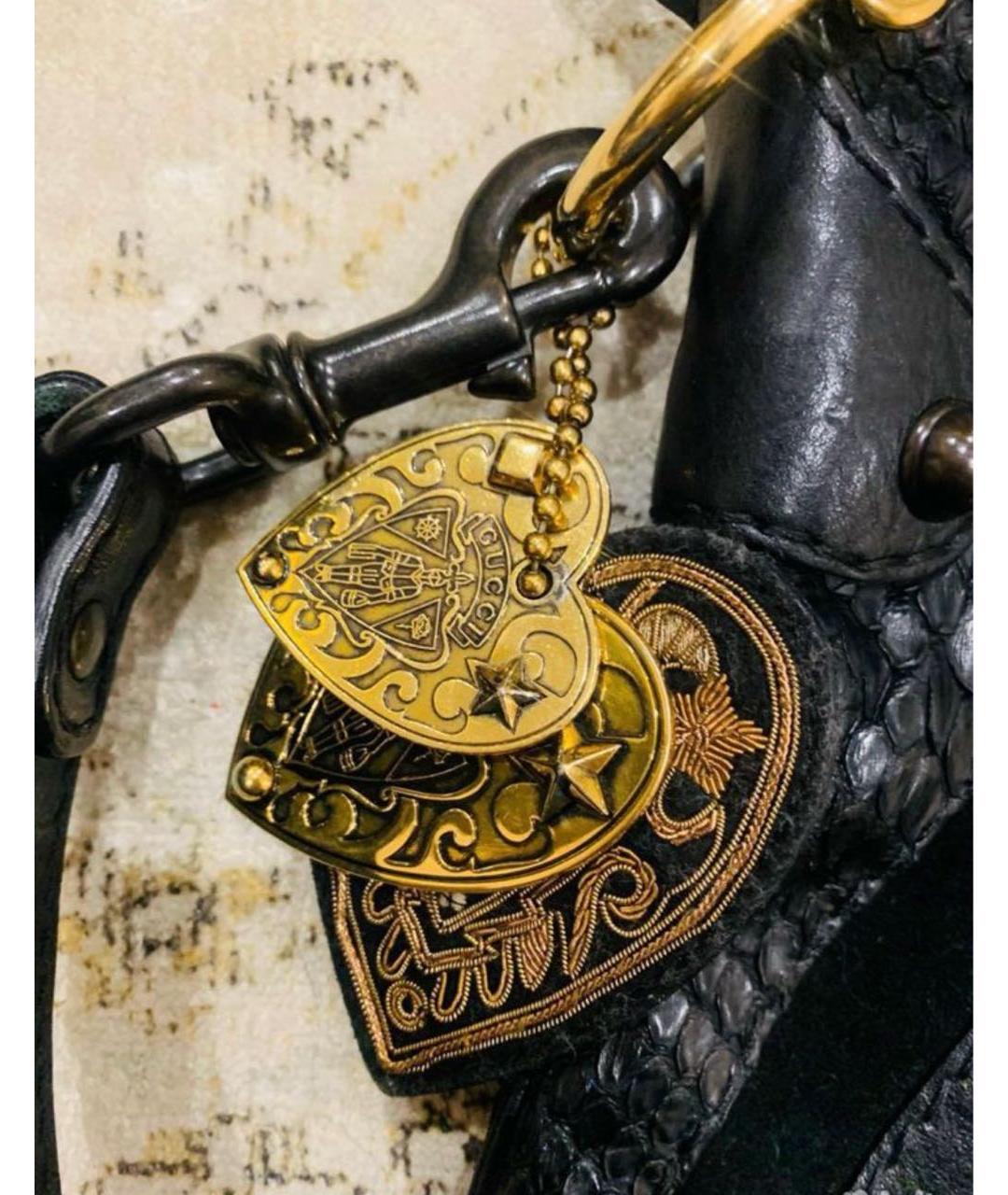 GUCCI Черная сумка через плечо из кожи питона, фото 4