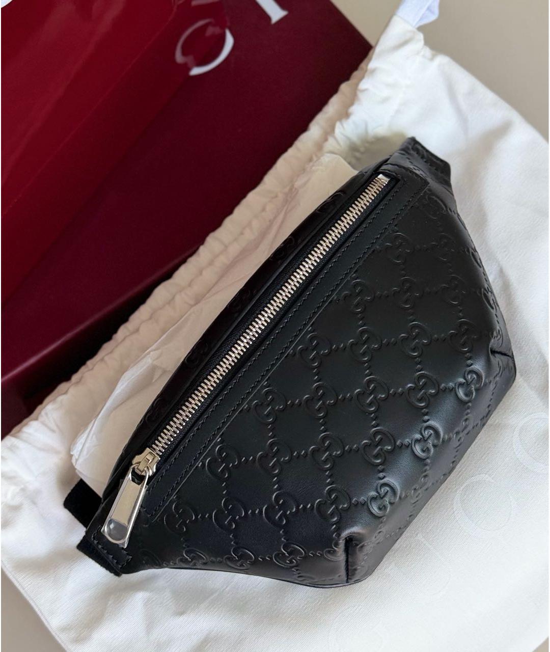 GUCCI Черная кожаная поясная сумка, фото 3