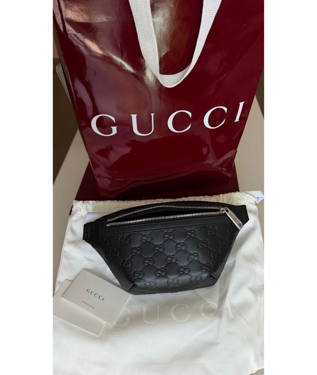 GUCCI Черная кожаная поясная сумка, фото 2
