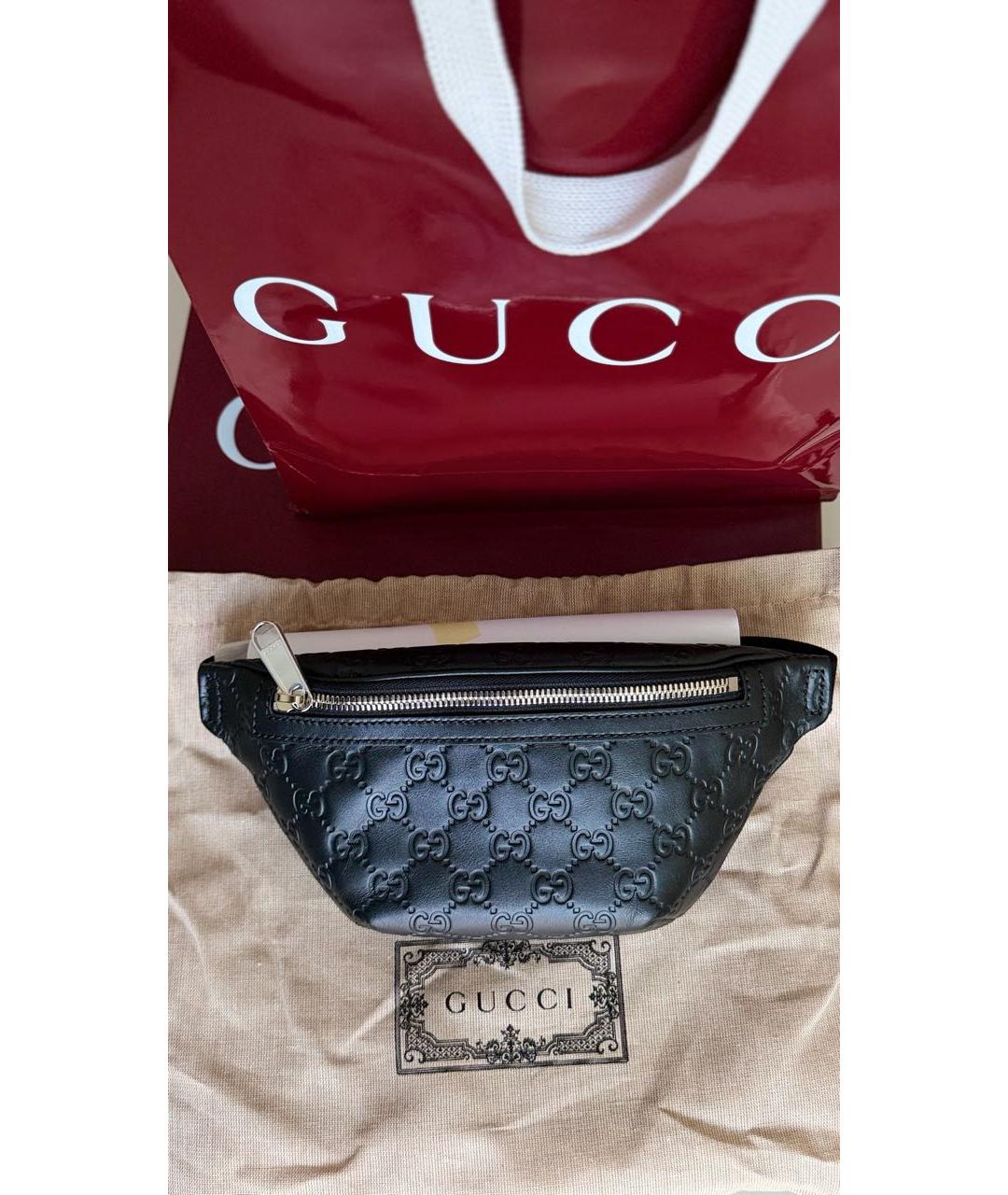 GUCCI Черная кожаная поясная сумка, фото 4