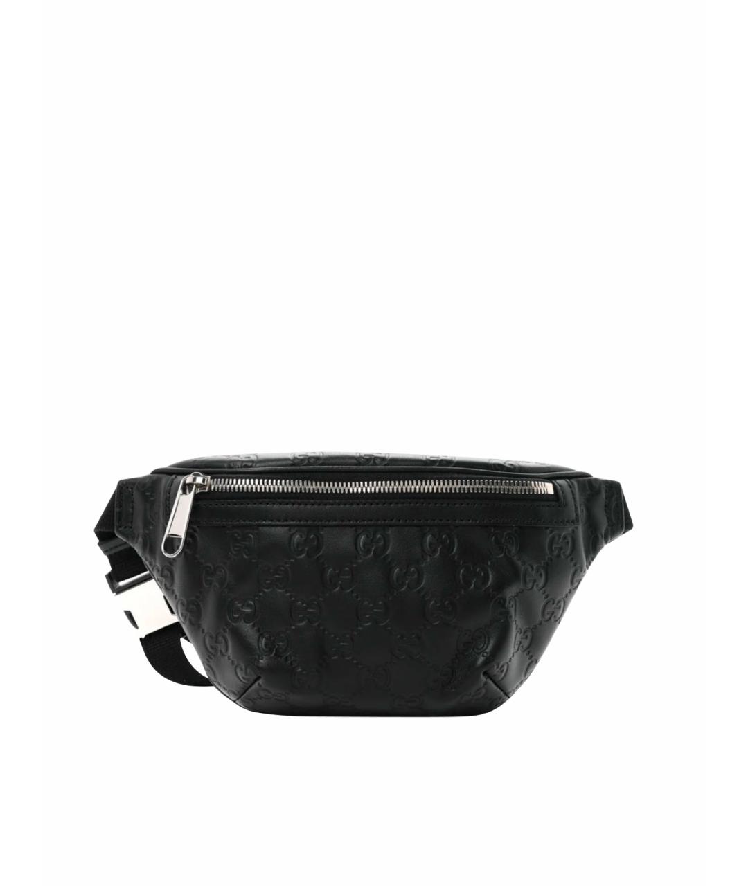 GUCCI Черная кожаная поясная сумка, фото 1