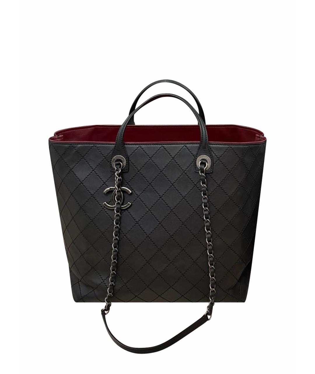 CHANEL Черная кожаная сумка тоут, фото 1