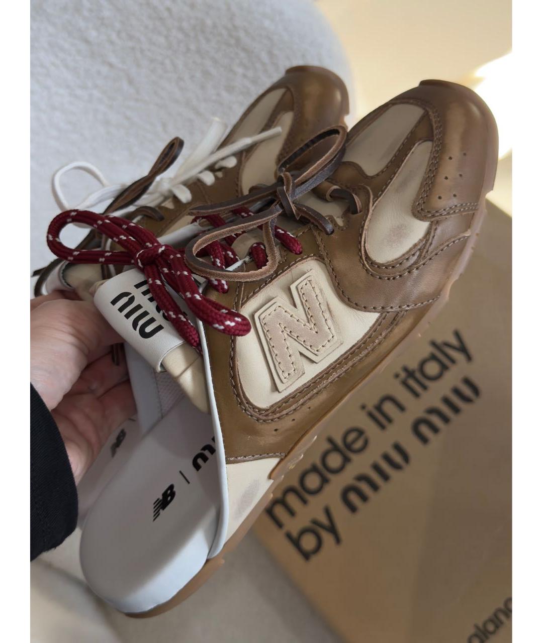MIU MIU Бежевые кожаные мюли, фото 4